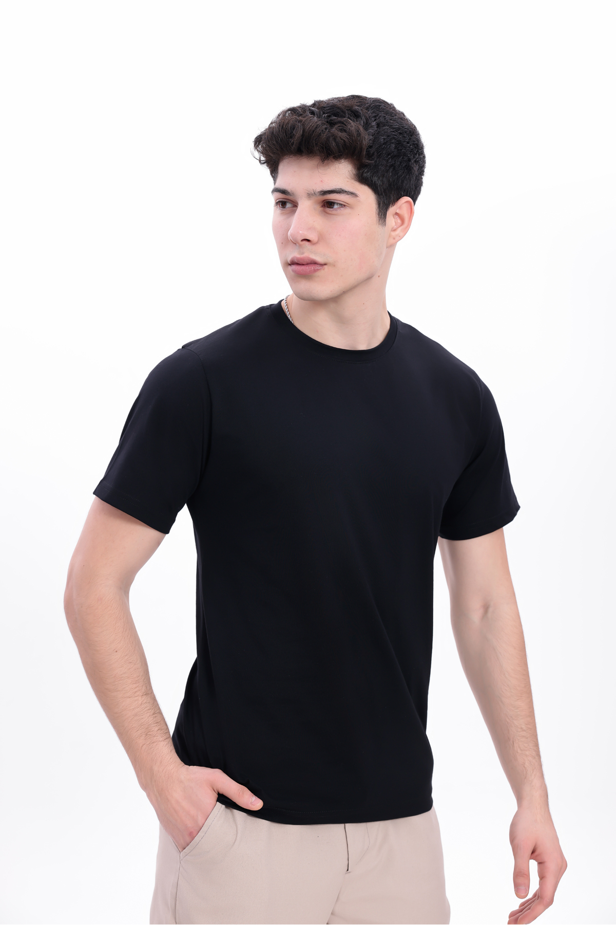 freemen  Erkek 5 Adet Siyah Tişört Paketi, 30/1 Süprem Pamuk, Yumuşak Doku, Bisiklet Yaka - Görsel 4