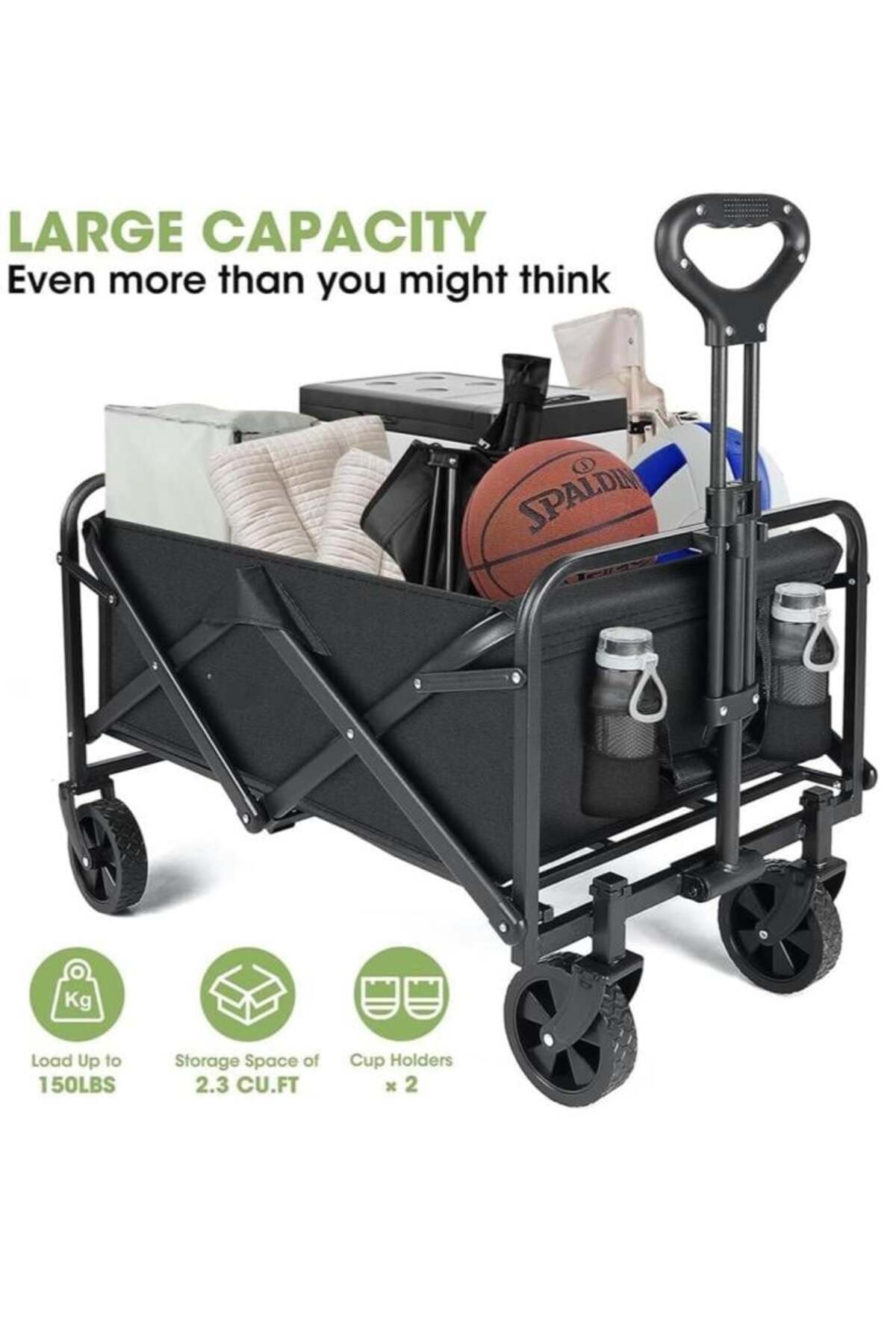 عربة رحلات قابلة للطي مقاس 70x40 سم وسط لون بيج