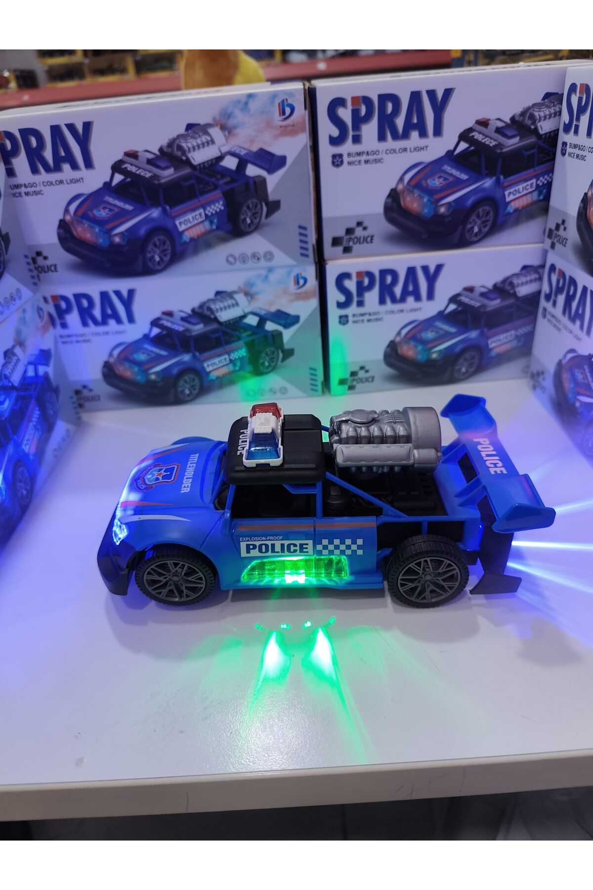 Boratila Toys 20 Cm Işıklı Müzikli BUHARLI Çarp Dön Polis Arabası Mavi fotoğrafı 2 (önizleme)