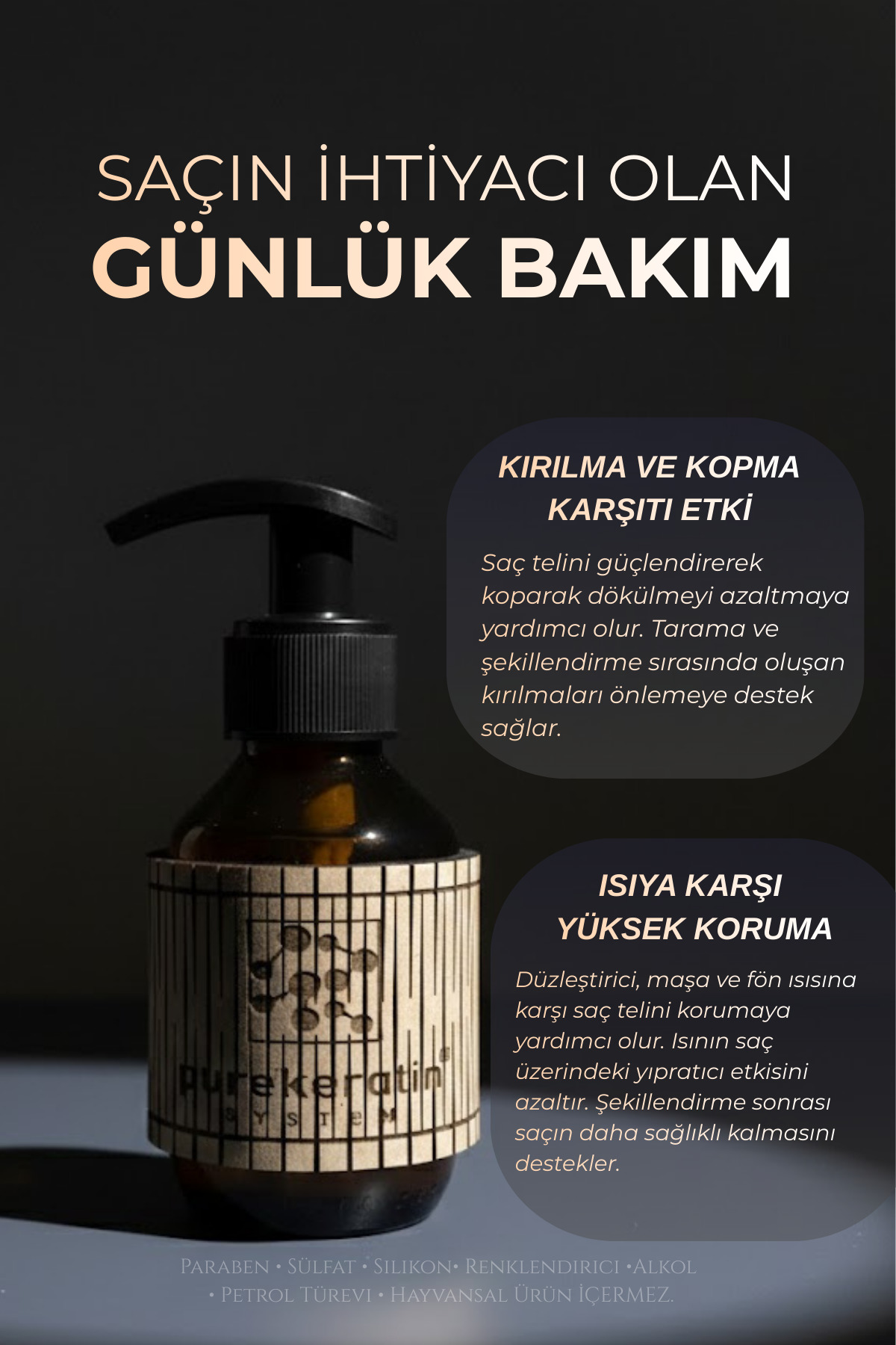 Onarıcı ve Kırılma Karşıtı Saç Bakım Serumu — PKSRM01 — تصویر 3 از 3