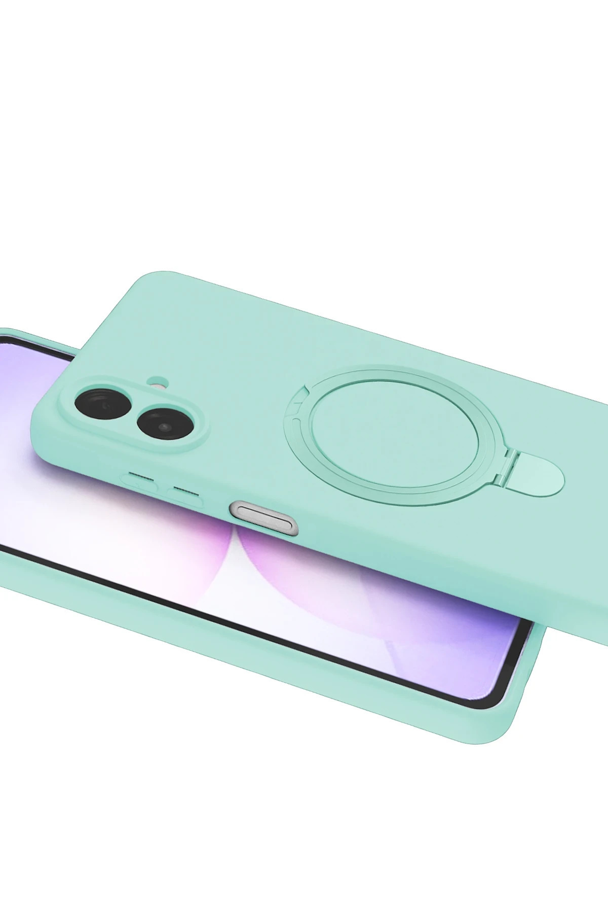 Samsung Galaxy A07 4G İçin Uyumlu Soft Tasarım Magsafe Halka Stand İçi Kadife Kapak