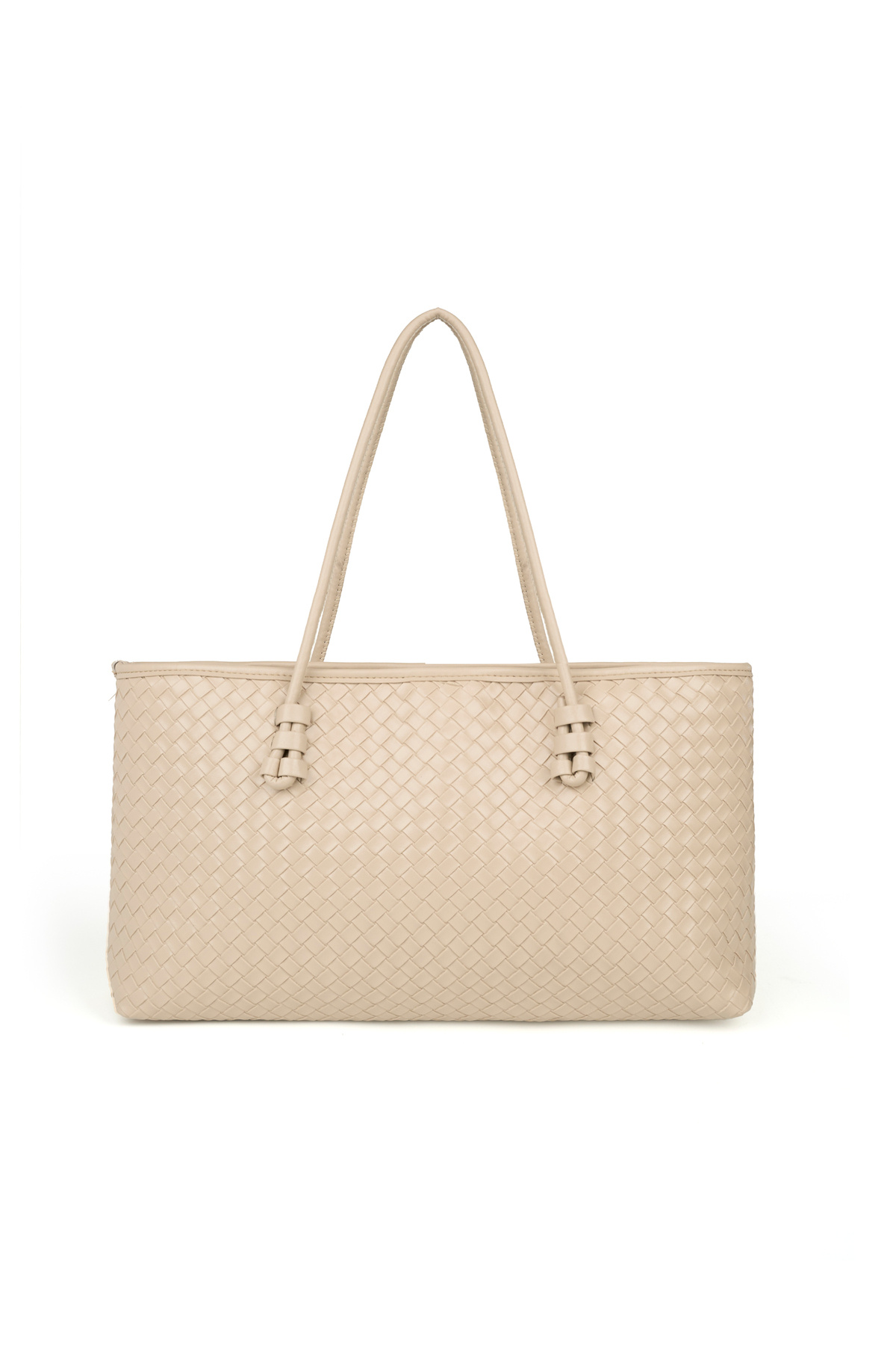 Mure Women's Long Tote Model Zipper Braided Leather Hand Sleeve and Shoulder Bag
