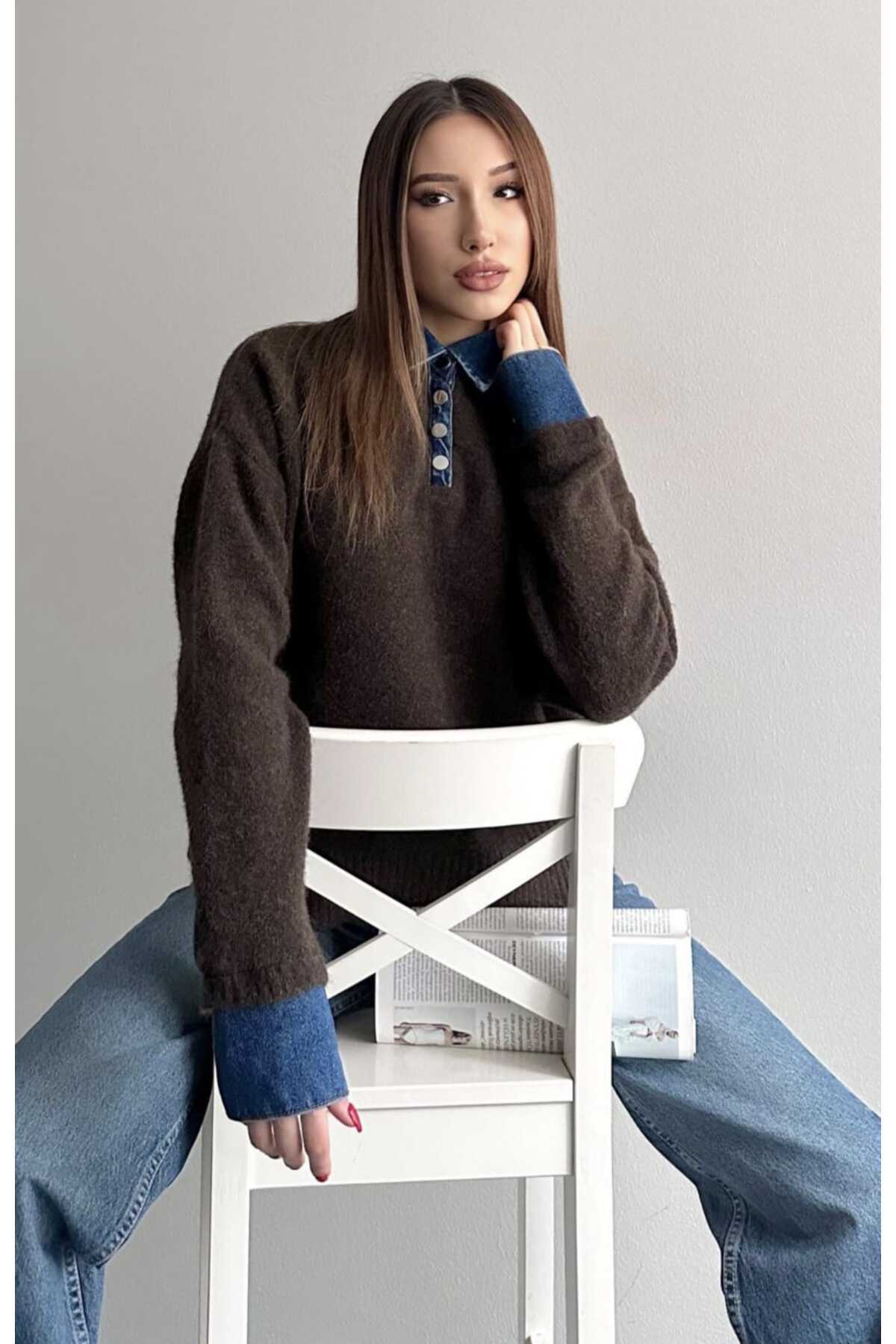yeditepe fashion Jean Garnili Yumuşak Dokulu Triko görsel 6