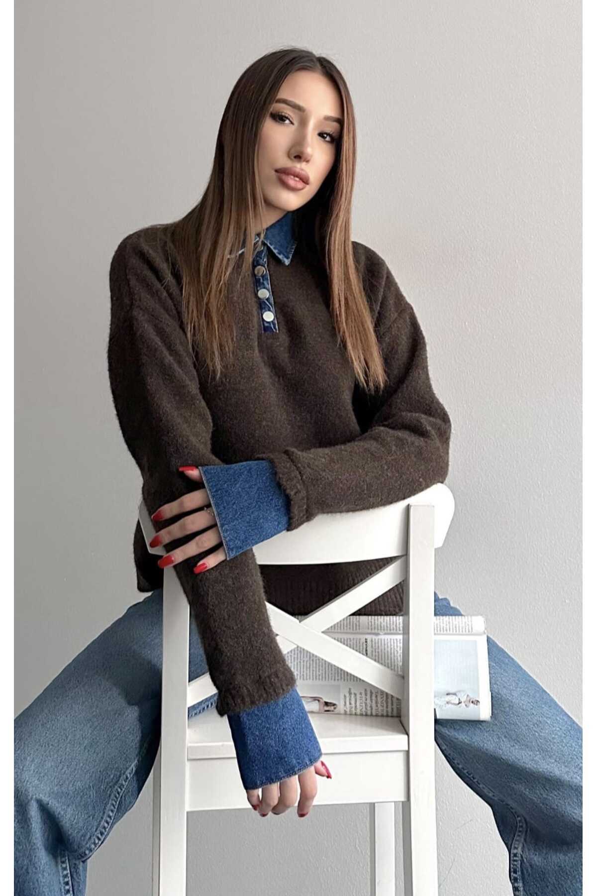 yeditepe fashion Jean Garnili Yumuşak Dokulu Triko görsel 7