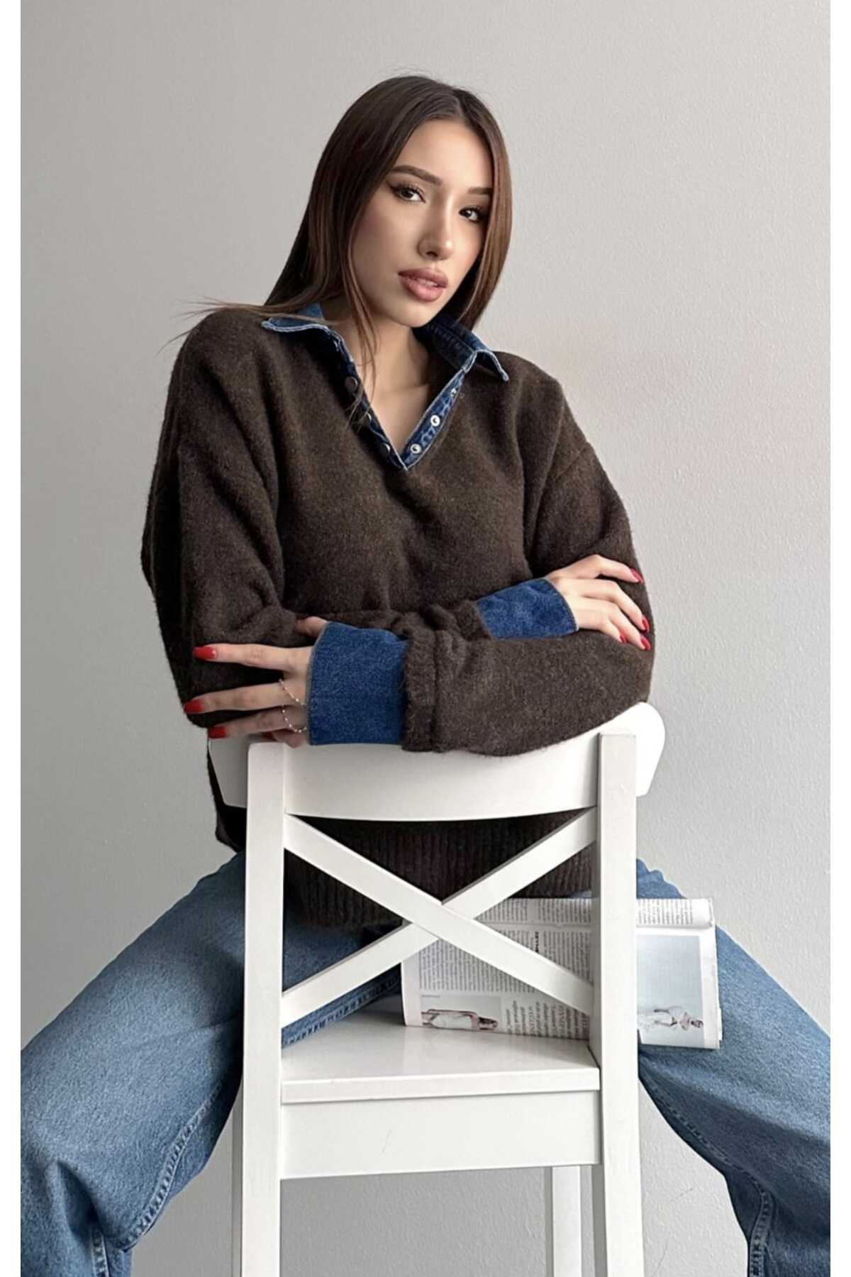 yeditepe fashion Jean Garnili Yumuşak Dokulu Triko görsel 3