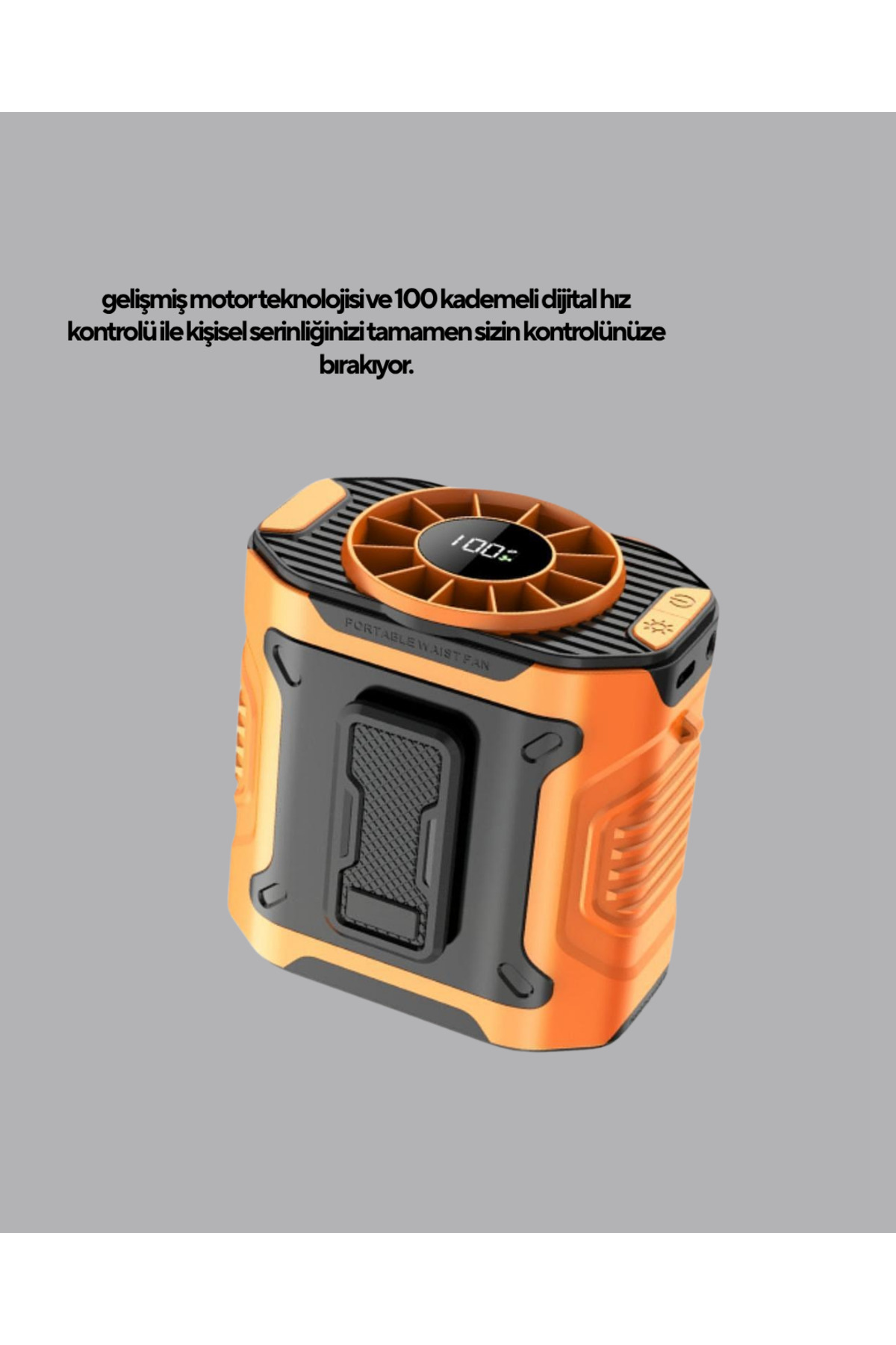 Sepetink Dijital Ekranlı Turbo Mini Fan – 3 Kademeli Hız, Sessiz Çalışma ve Type-C Şarj