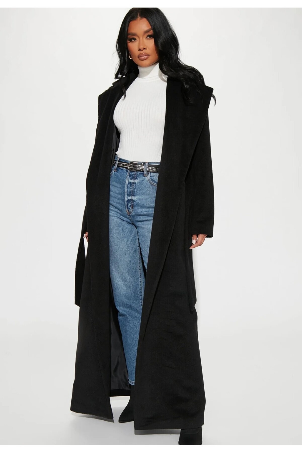 ARDSU  Fashion Nova Kadın Uzun Kaşe Palto - Görsel 8