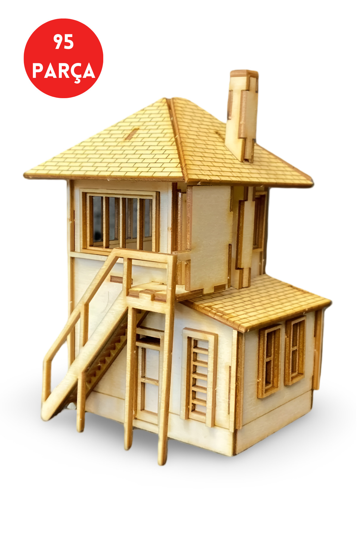 ALGWOOD Nostaljik Demiryolu Sinyal Kulesi Ahşap Maket Kiti – 95 Parça 3D Puzzle Gözetleme Evi DIY Hobi Seti