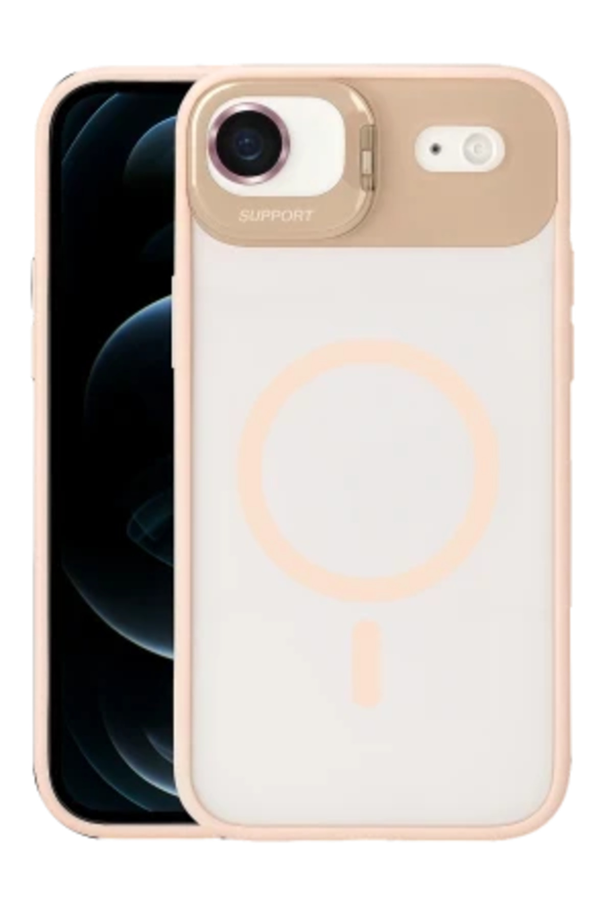 iPhone 17 Air İçin Uyumlu Standlı ve Kamera Lens Hediyeli Wireless Şarj Özellikli Ultra Lüks Kılıf