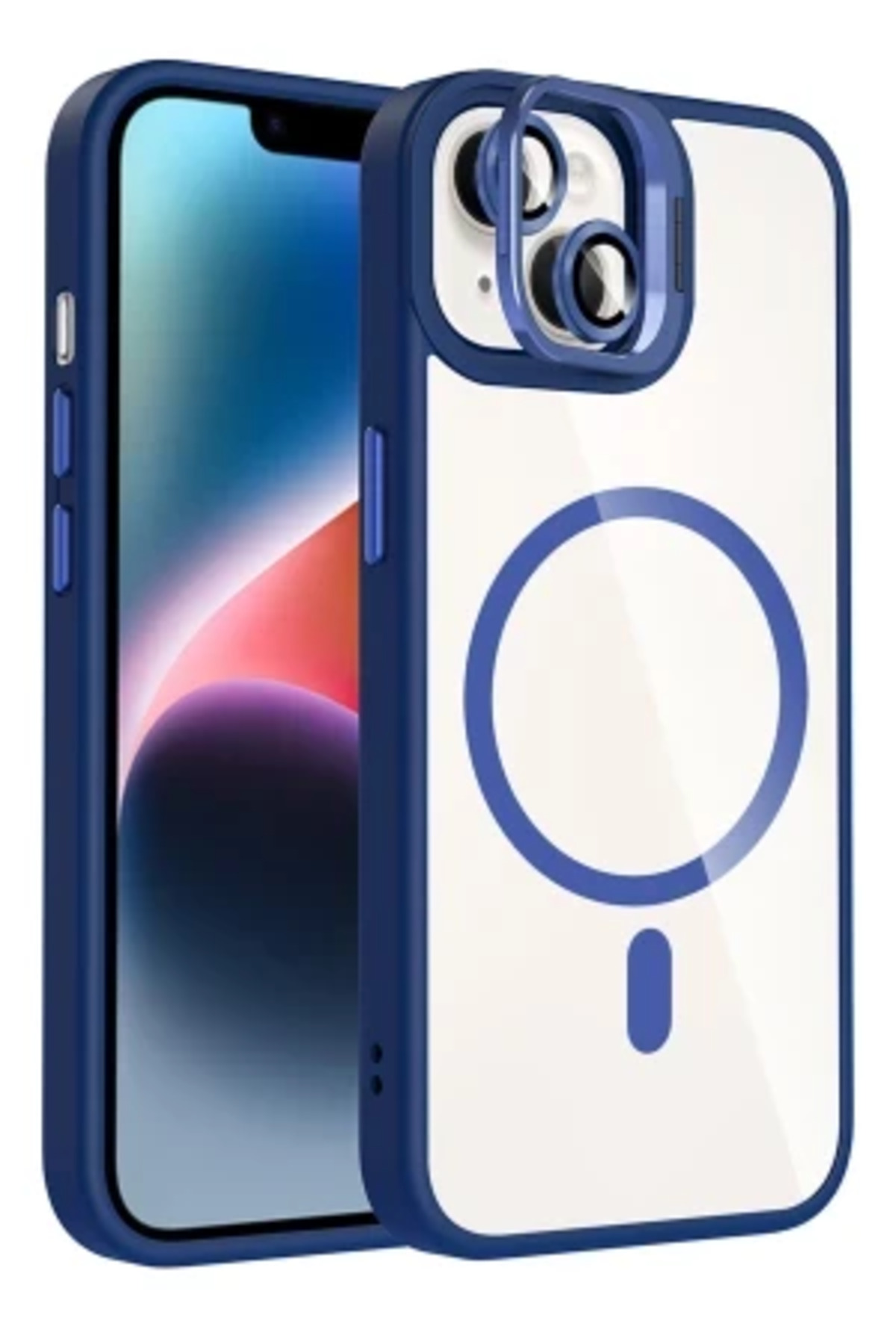 iPhone 14 İçin Uyumlu Standlı ve Kamera Lens Hediyeli Wireless Şarj Özellikli Ultra Lüks Kılıf
