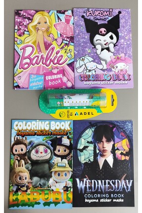 ada çanta kırtasiye 4 adet stickerli boyama kitabı ve 12 li adel tüp kuru boy...