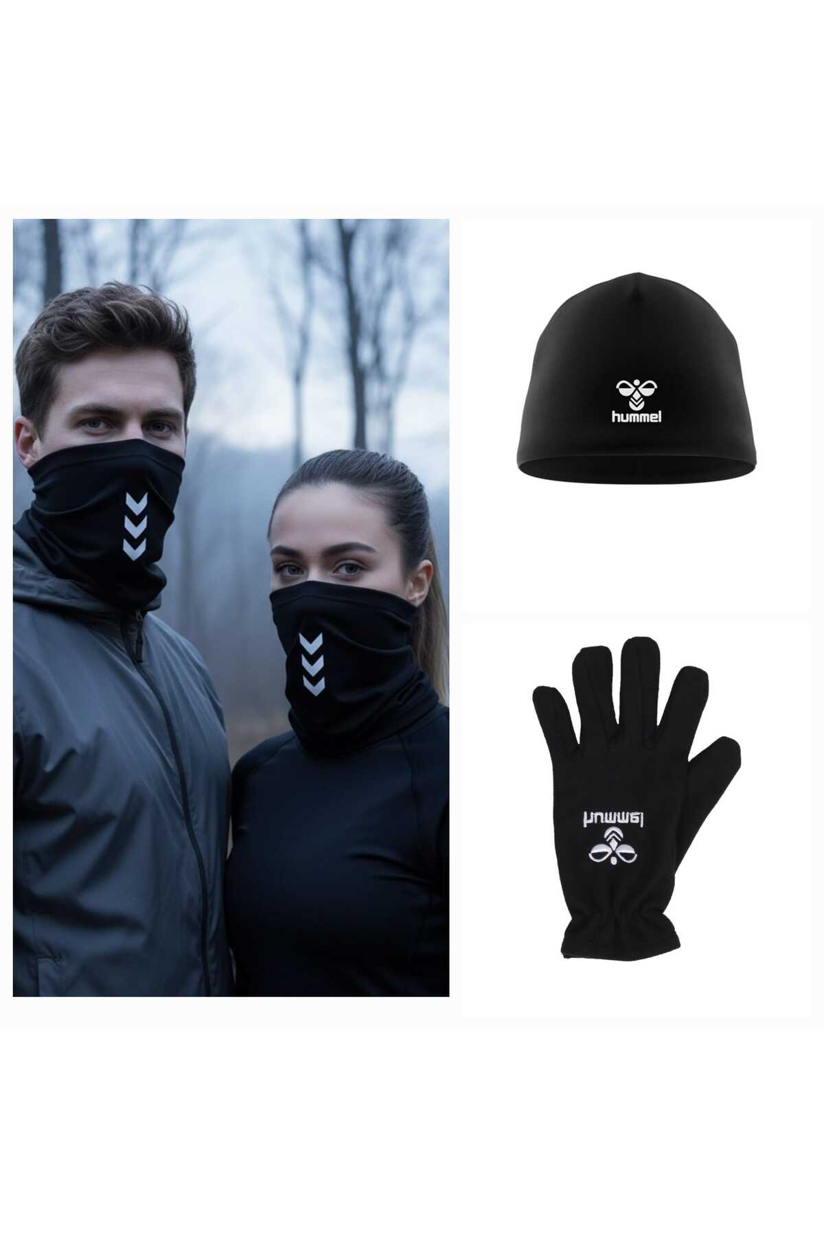 ست سه تکه .... ست گرمکن گردن + کلاه بافتنی + دستکش هامل کلارک هامل ست روسری، کلاه و دستکش hummel