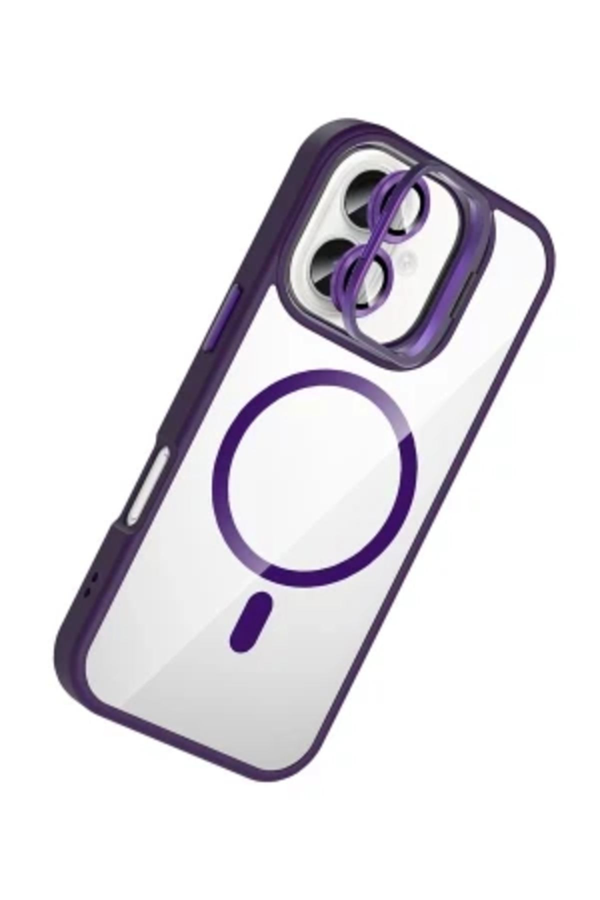 iPhone 16 İçin Uyumlu Standlı ve Kamera Lens Hediyeli Wireless Şarj Özellikli Ultra Lüks Kılıf