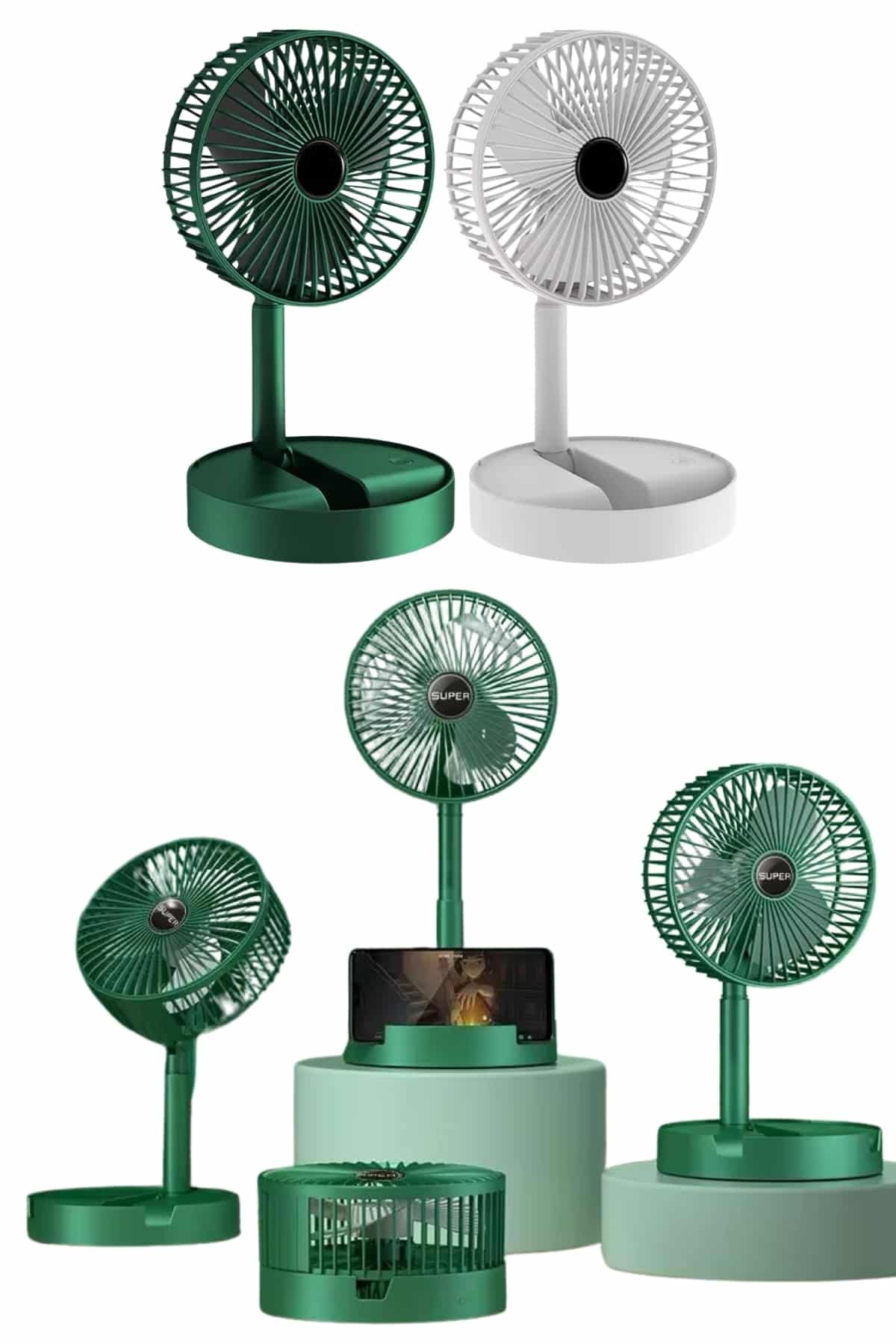 Sepetink Katlanabilir Teleskopik Şarjlı Fan Masaüstü Soğutucu Vantilatör