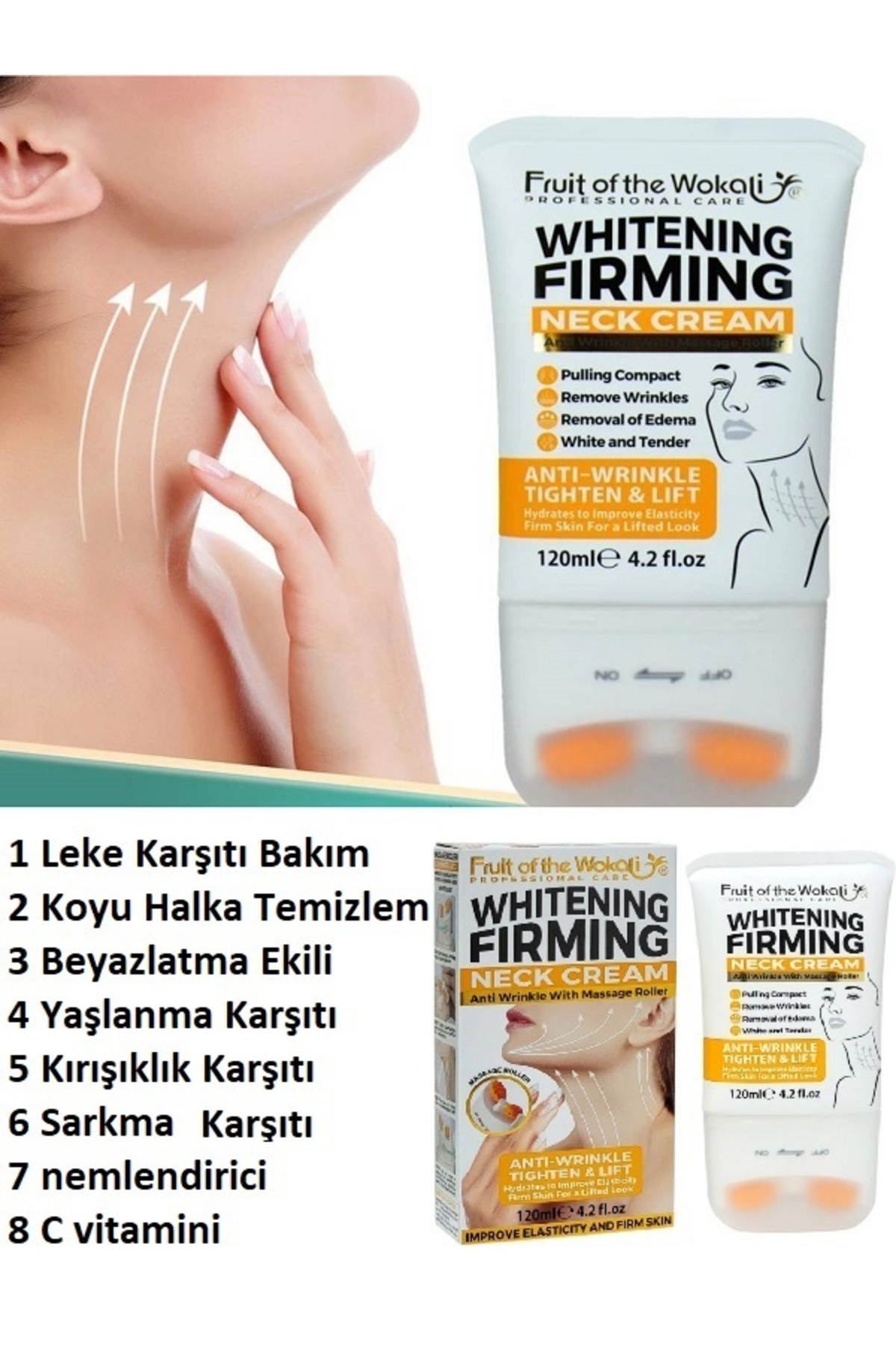 Kaizens Life Boyun ve Dekolte bölgesi sarkma, ince çizgi, kırışıklık Ve Lekeler için Vitamin C Beyazlatma Kremi