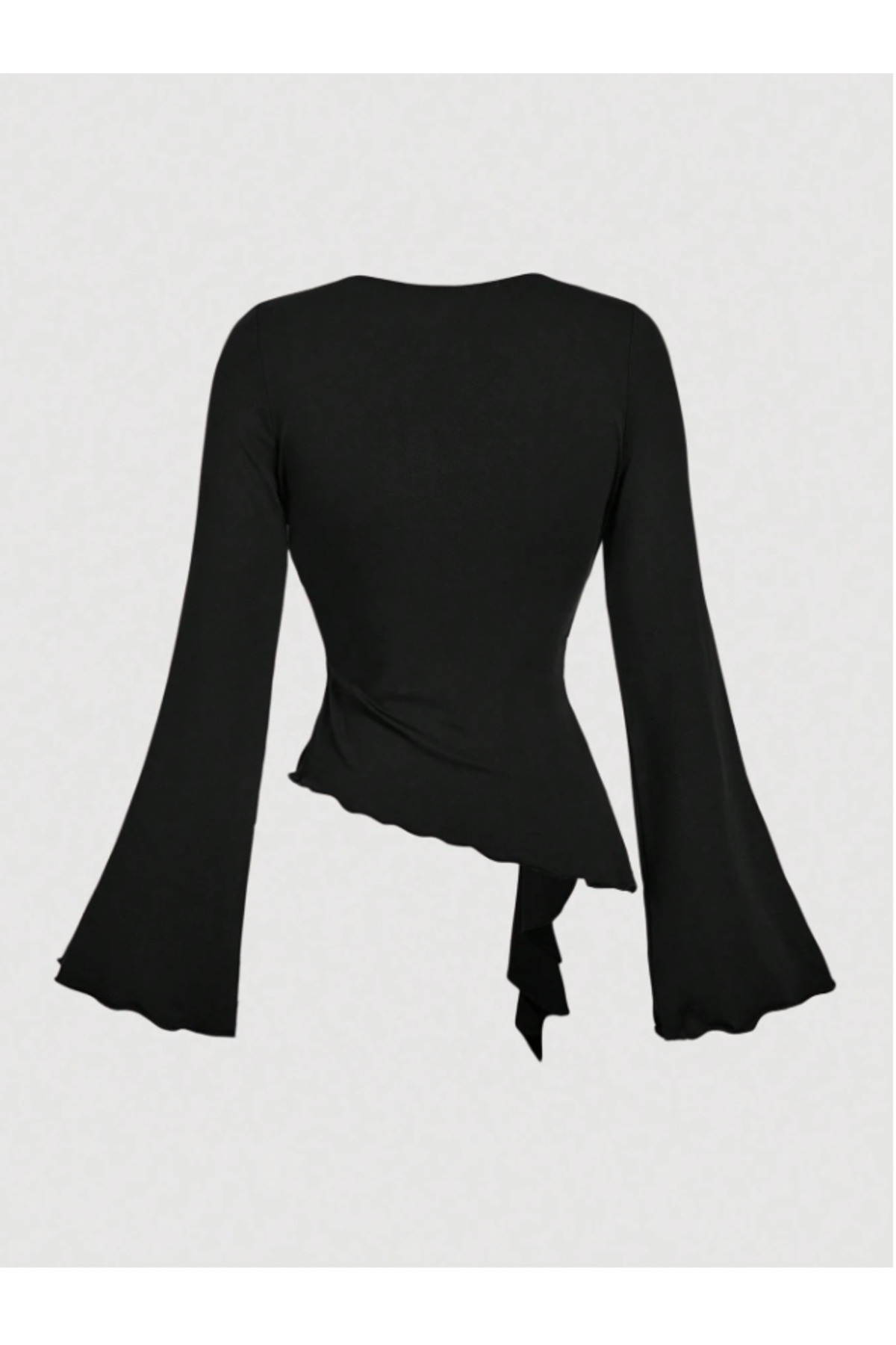 blck & premium  Asimetrik Toka Detaylı İspanyol Kol Bluz - Görsel 2