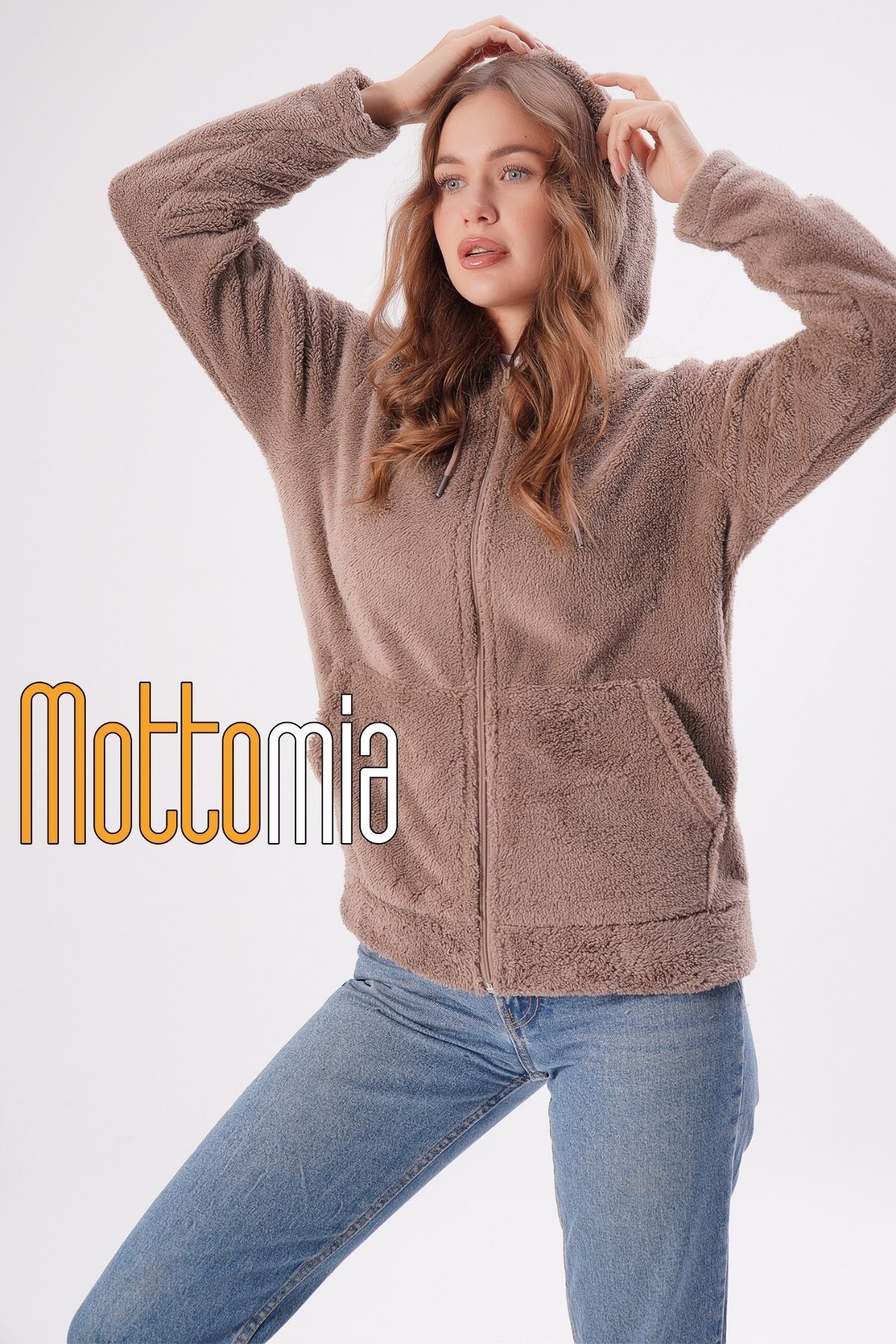Women's Hooded Fleece Jacket Soft Textured Zipper Casual Casual Sweatshirt