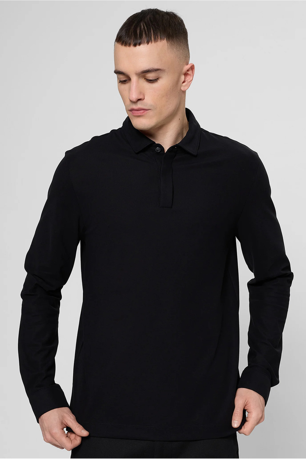 باس تی‌شرت مردانه یقه گرد آستین بلند مشکی ۱۰۰٪ پنبه‌ای معمولی کد ۵۰۵۴۹۱۷۹-۰۰۱