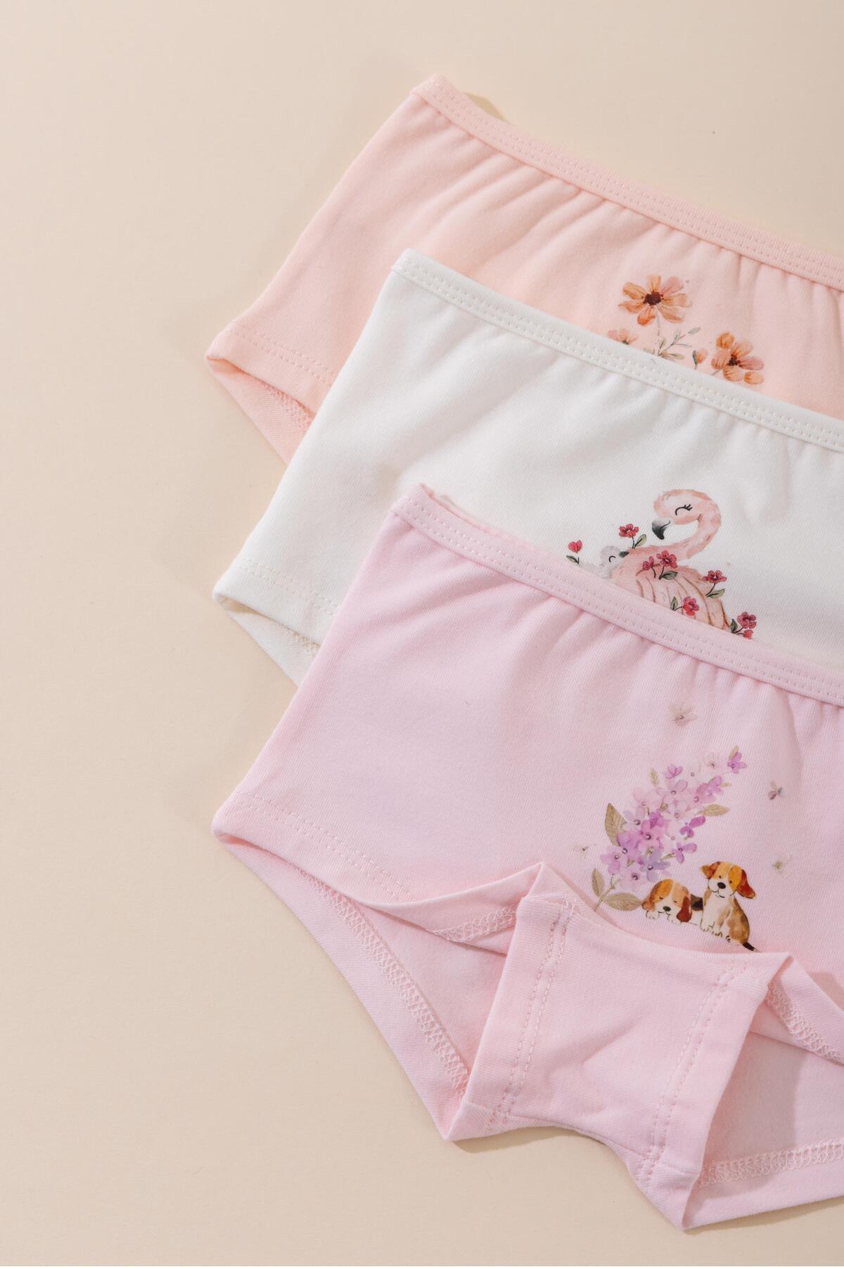 Girl Cotton Color Printed Lycra Boxer 3-Pack 5710 Colors