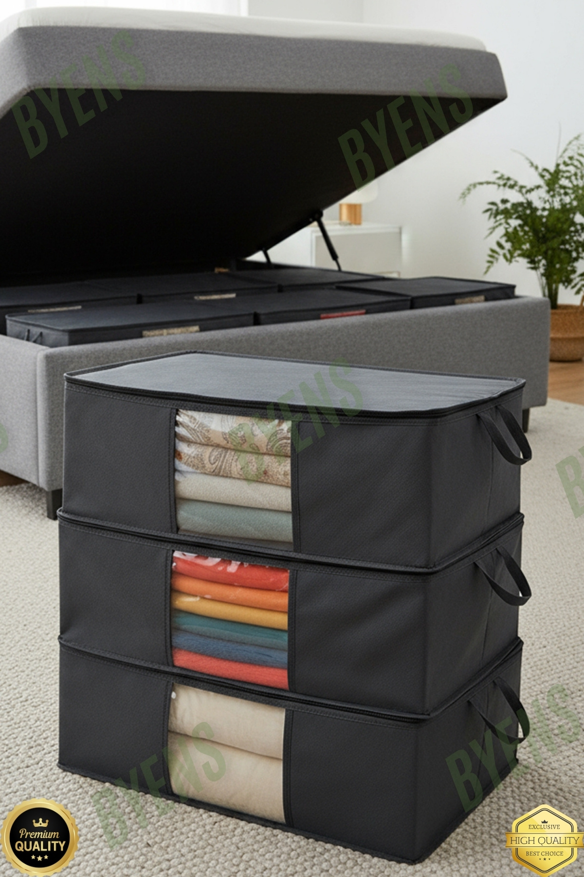 3 Pieces Under Base Hatch Mattress Covers Box Organizer Duvet Pillow Hurcu Big Size Organizer 1