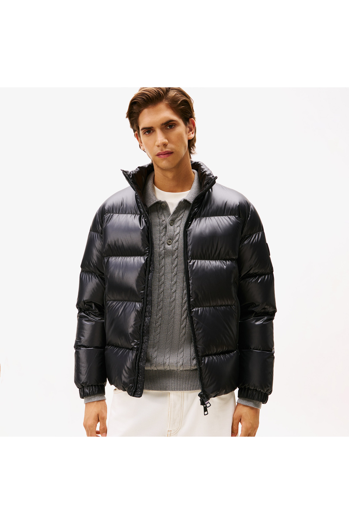 تامی هیلفیگر کاپشن مردانه آستین بلند، یقه ایستاده، جیب‌دار، پددار، مشکی، MW0MW40617-BDS