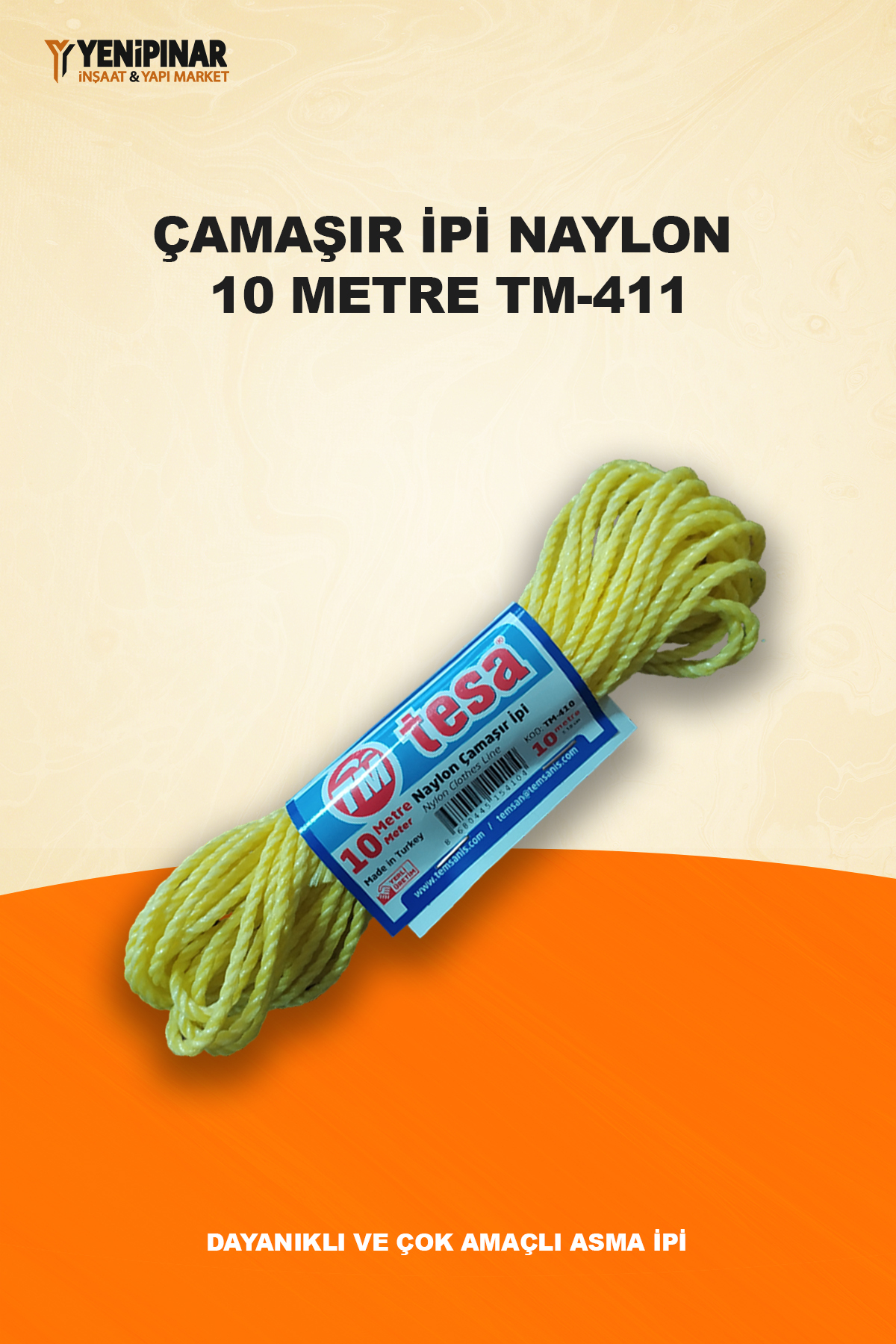 Tesa Çamaşır İpi Naylon 10 Metre TM-411 | Dayanıklı ve Çok Amaçlı Asma İpi