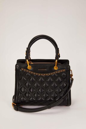 Levidor Siyah Çift Bölmeli Kapitone El Çantası