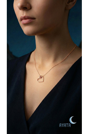 Ayata Design Ayata Kişiselleştirilebilir Doğum Taşlı Kalp 925 Ayar Gümüş Koly...