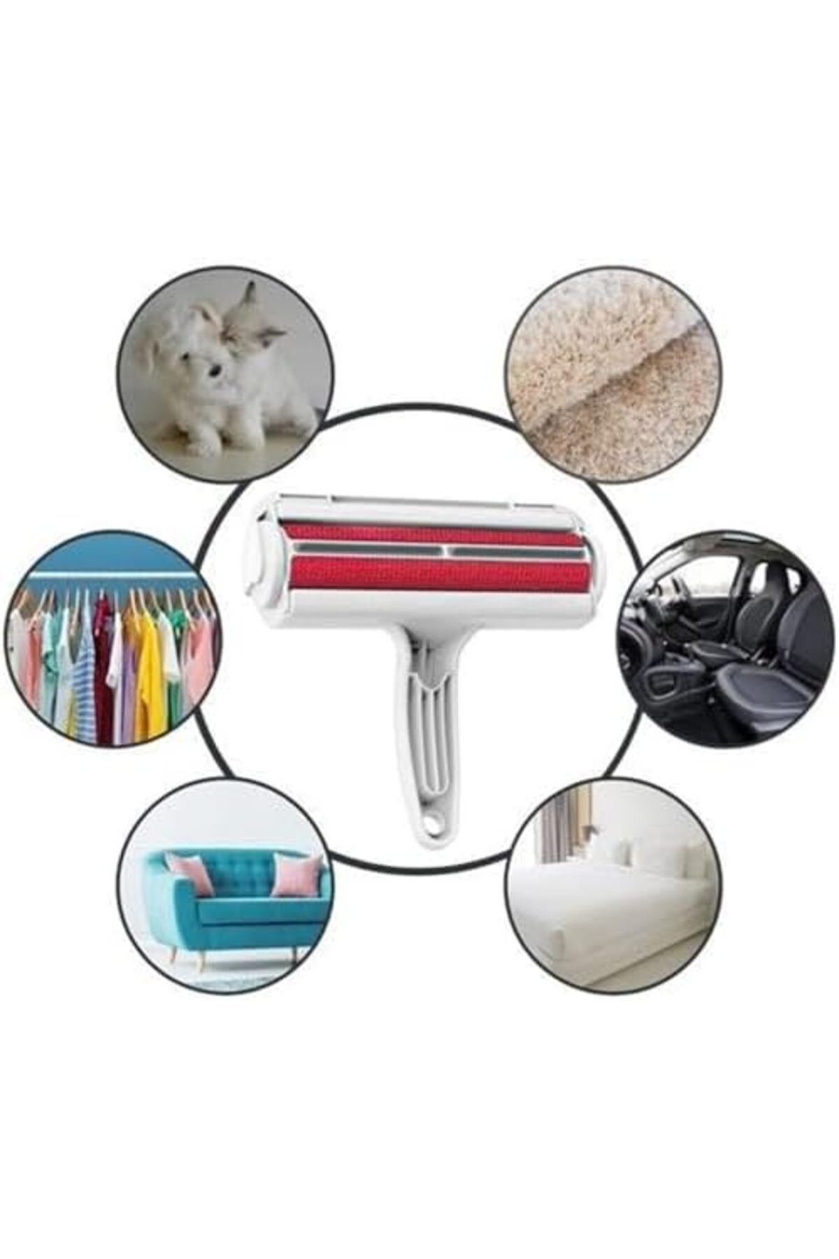 BRF NwoTeknoloji Hazneli Kedi Köpek Tüy Toplayıcı Kırmızı - Halı, Yatak, Koltuk, Giysi, Toz ve Kıl Temiz