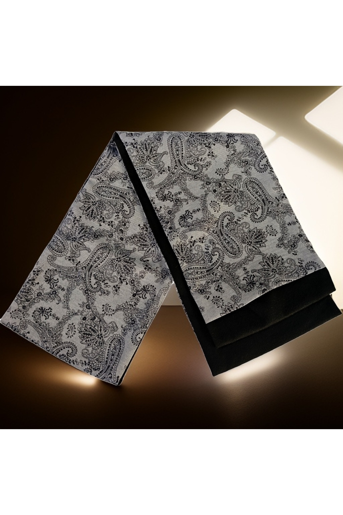 Exve Exclusive Gri Siyah Şal Desenli Soft Touch Çift Taraflı Atkı Erkek Şal Kaşkorse görsel 4