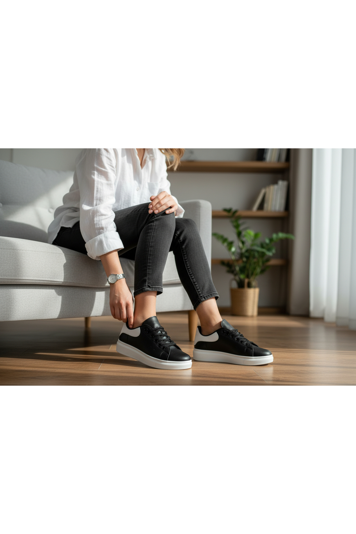 usluayakkabı Unısex Yüksek Taban Bağcıklı Spor Ayakkabı