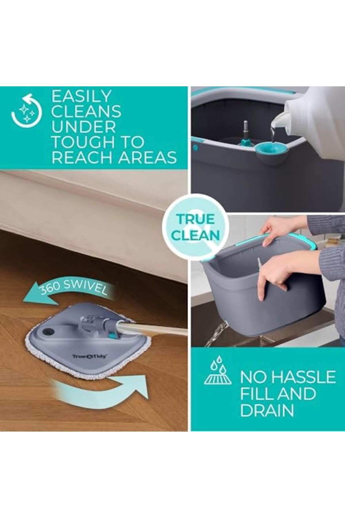 BRF NwoTeknoloji & Clean Paspas ve Kova Sistemi, Kare Döndürmeli Paspas, Çift Bölmeli Paspas Kovası ve 2