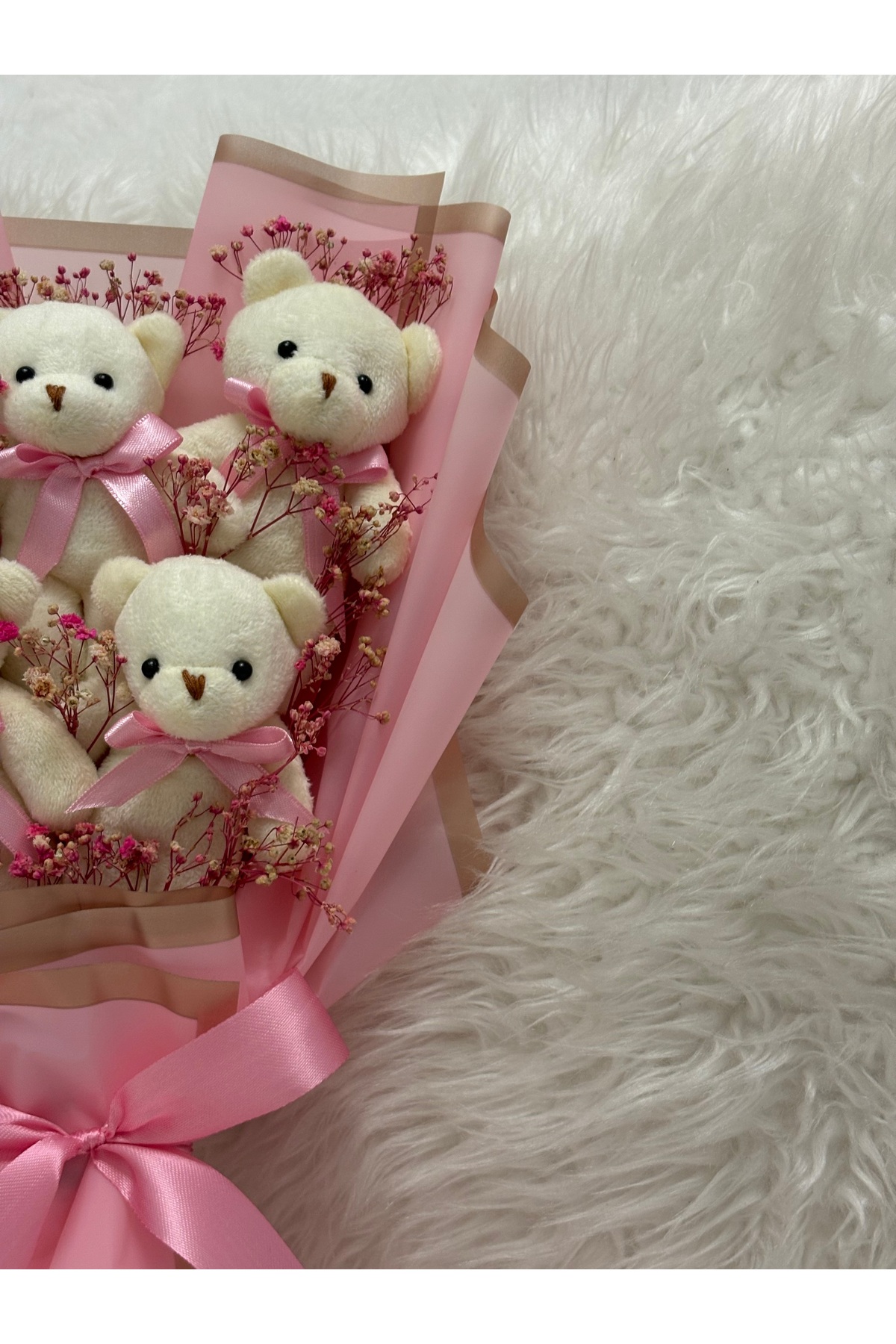 Salish Teddy Bear Çiçek Buketi - Peluş Ayıcık, Sevgiliye Hediye, Çiçek Detaylı - Pembe Hediye Buketi fotoğrafı 3 (önizleme)