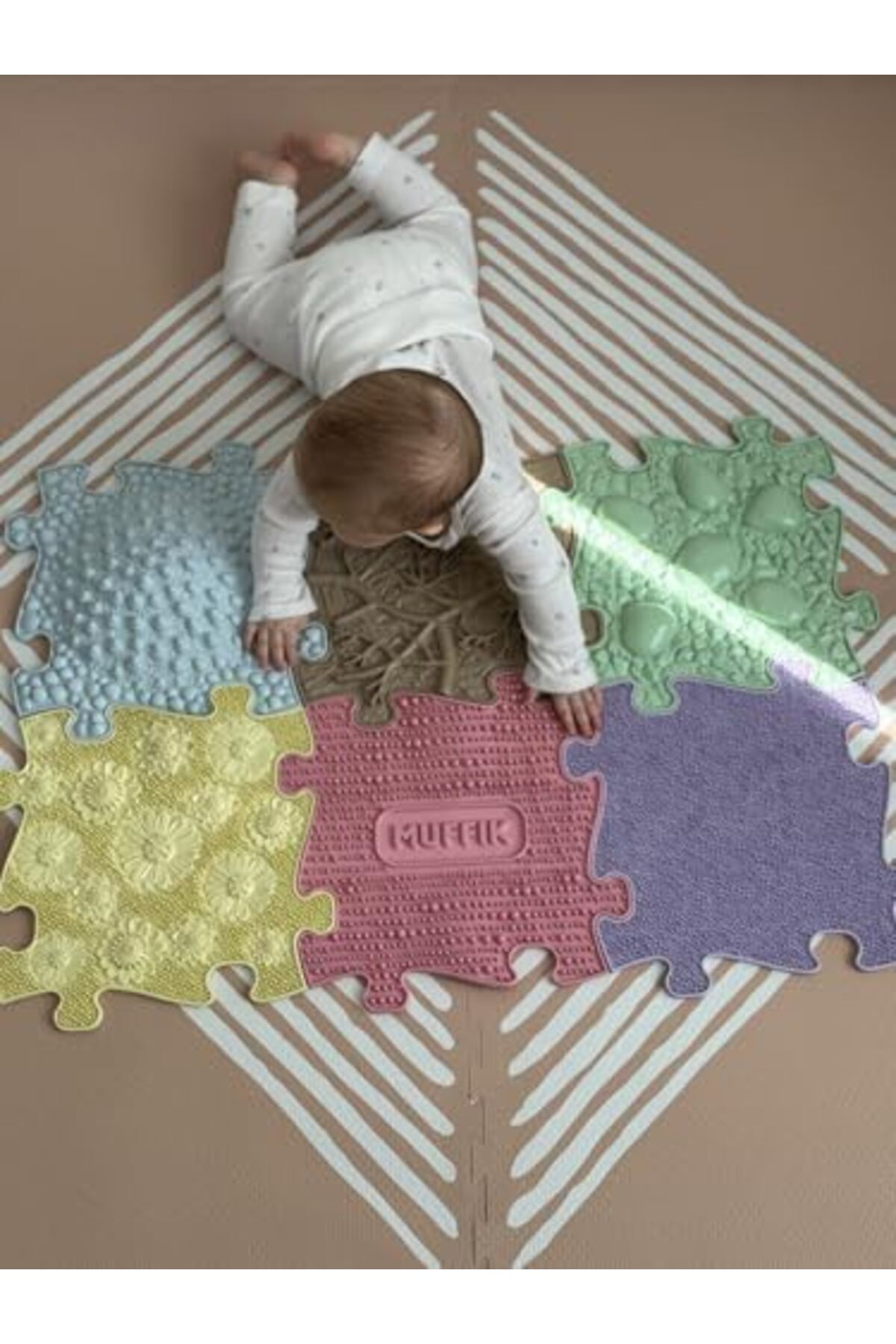 BRF Defyasell Muffik Baby Pastel Set - 0-3 Yaş Bebek Duyu Gelişim Matı - 6'lı Ortopedik Aktivite Ma fotoğrafı 2 (önizleme)