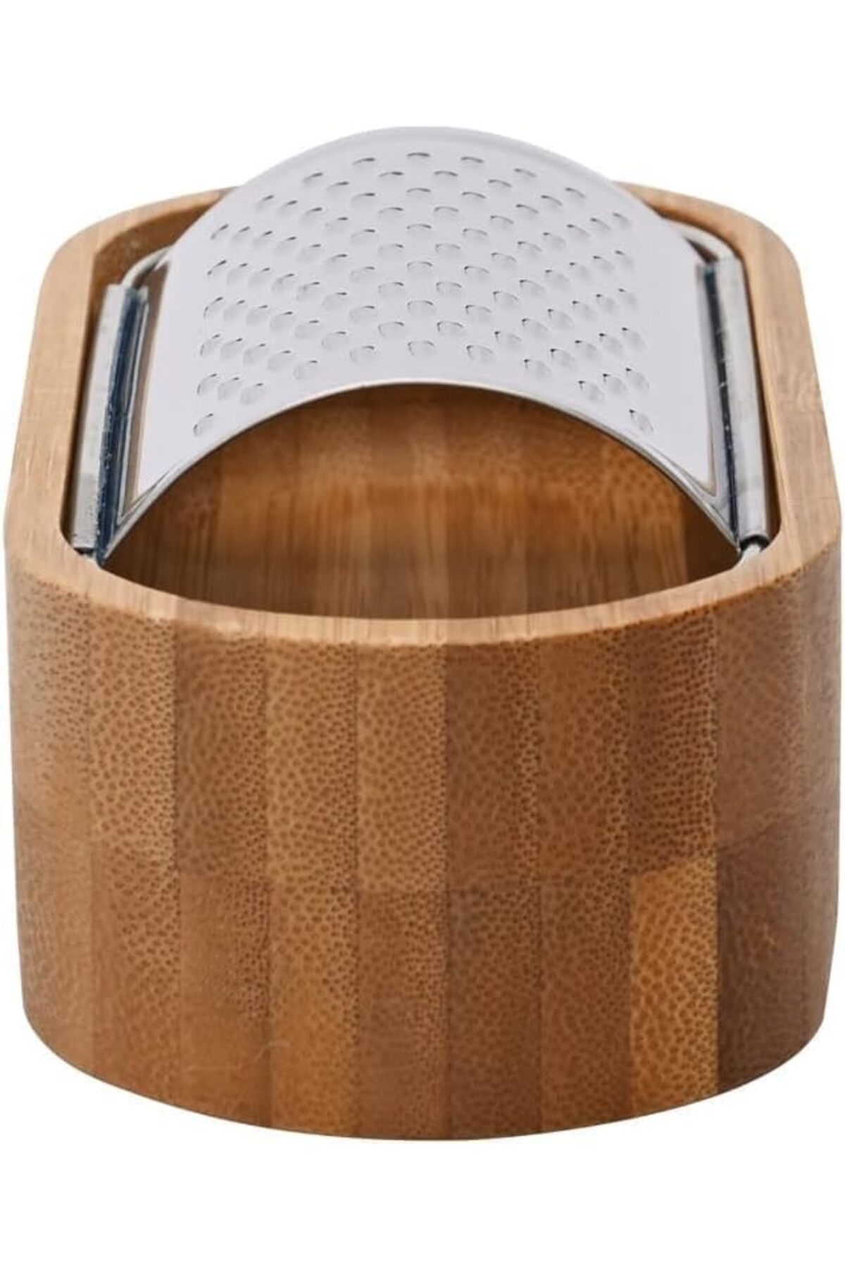 BRF NwoTeknoloji Bambu Sarımsak, Peynir Rendesi ve Saklama Kavanozu, Paslanmaz Çelik ve Bambu Malzemeden