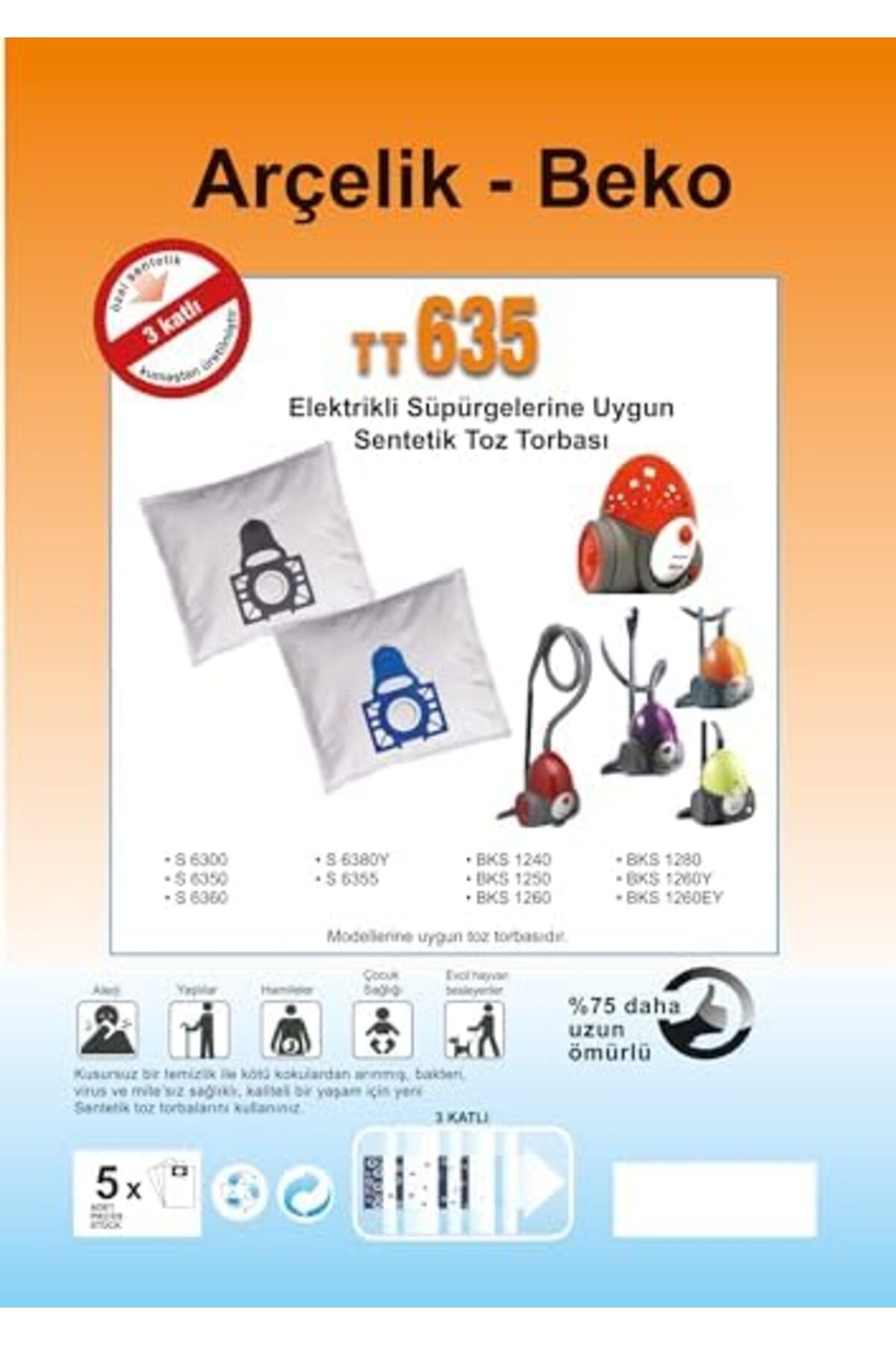 BRF NwoTeknoloji ELEKTRİKLİ SÜPÜRGE SENTETİK TOZ TORBASI - 20 ADET - MAVİ PLASTİK - - - MODELLERİ İLE UY