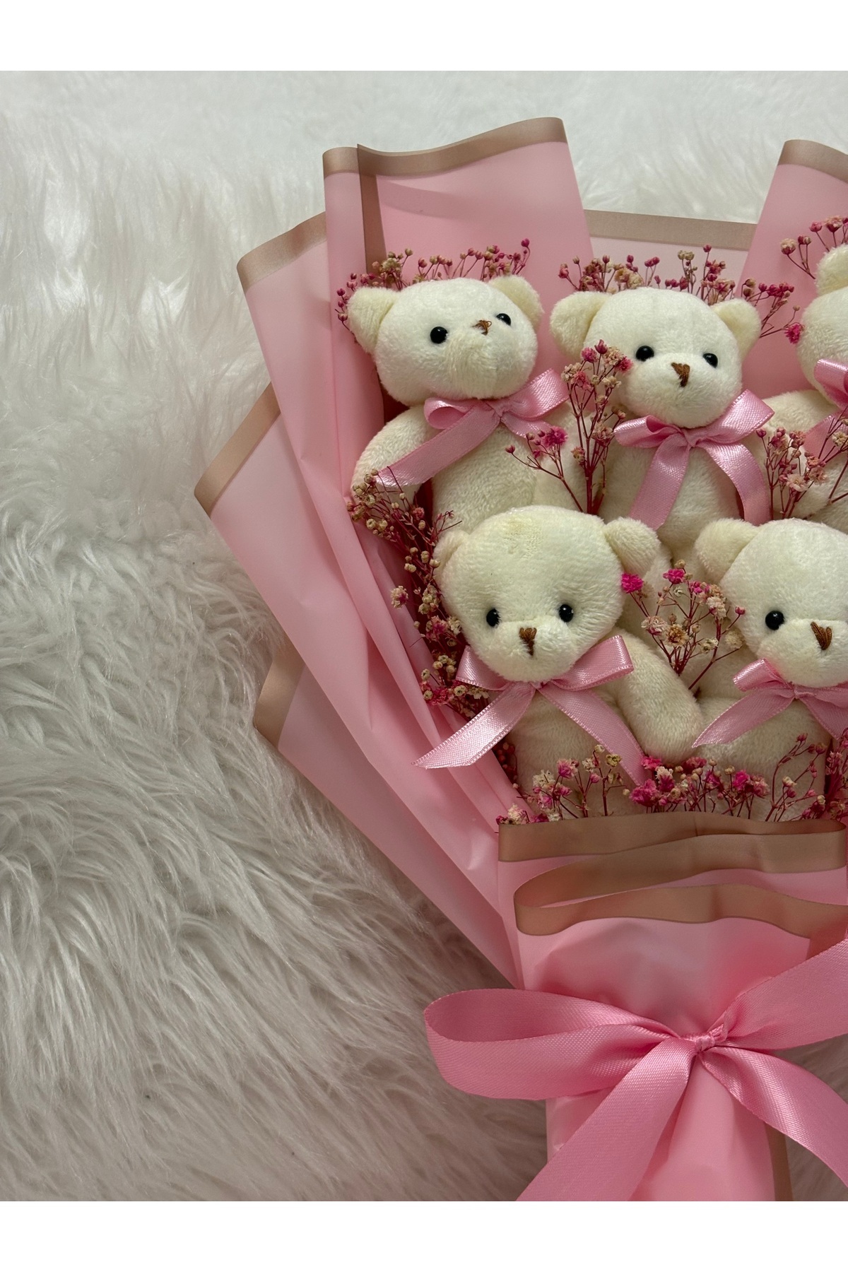 Salish Teddy Bear Çiçek Buketi - Peluş Ayıcık, Sevgiliye Hediye, Çiçek Detaylı - Pembe Hediye Buketi fotoğrafı 2 (önizleme)