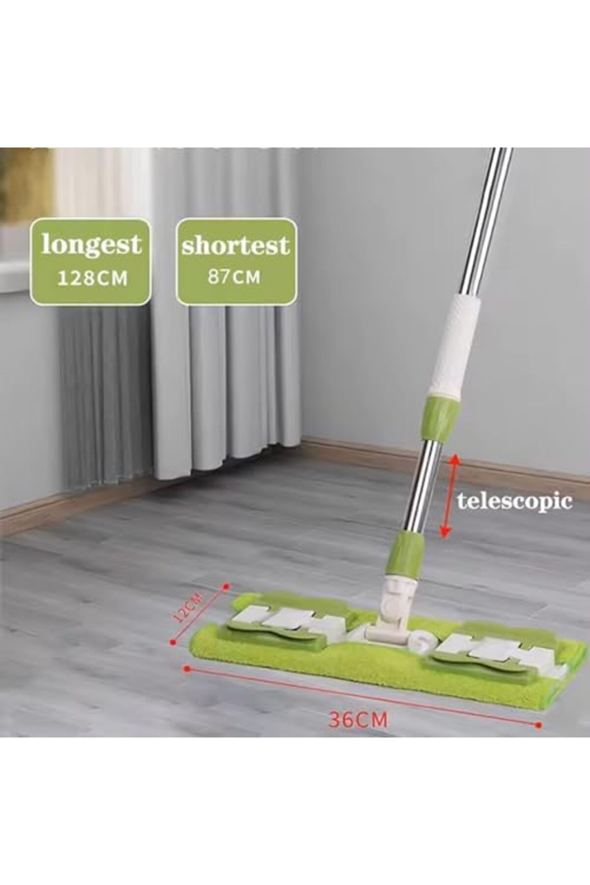 BRF NwoTeknoloji Mandallı Kaliteli Mop, 360 Derece Döner Başlıklı, Saplı, Yoğun Kullanıma Uygun, Sert Ze