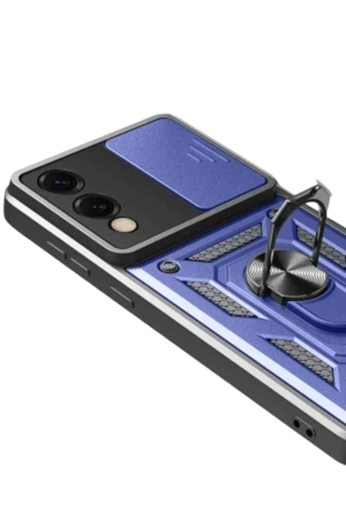 Samsung Galaxy S25 Edge İçin Uyumlu Sürgülü Korumalı Yüzüklü Standlı Magnetic Tpu Tank Kapak