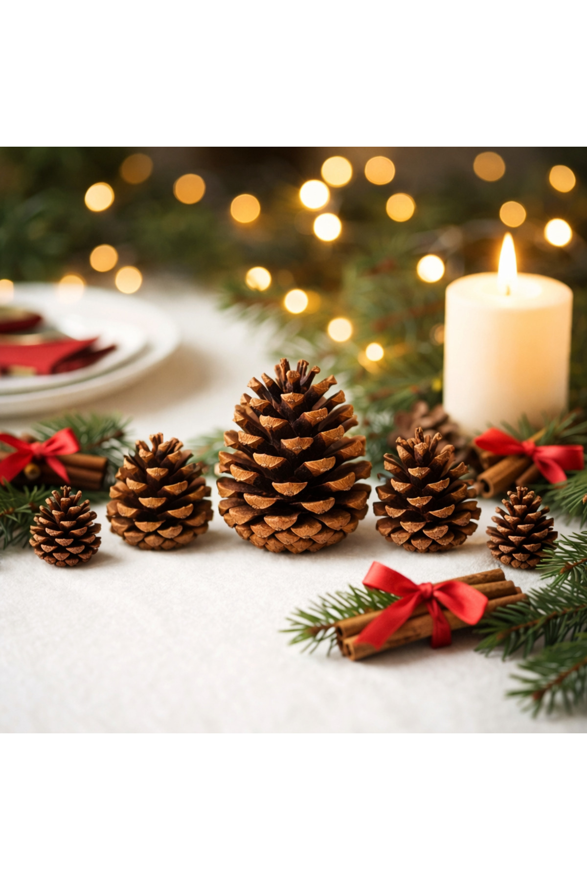 QozalaQ Yılbaşı özel kozalak 3 boy, 5 adet kozalak