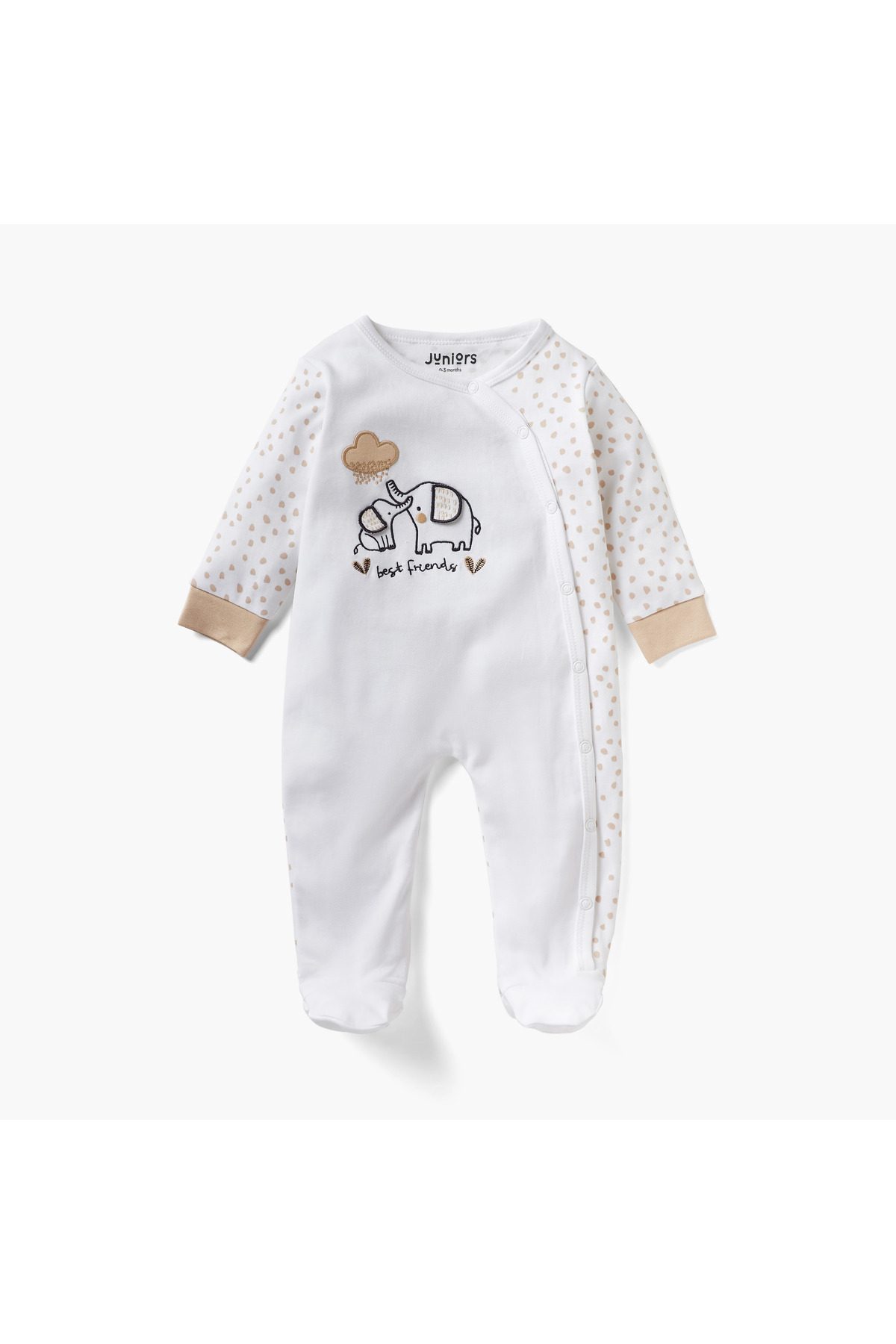 Juniors Embroidered Closed Feet Sleepsuit with Long Sleeves