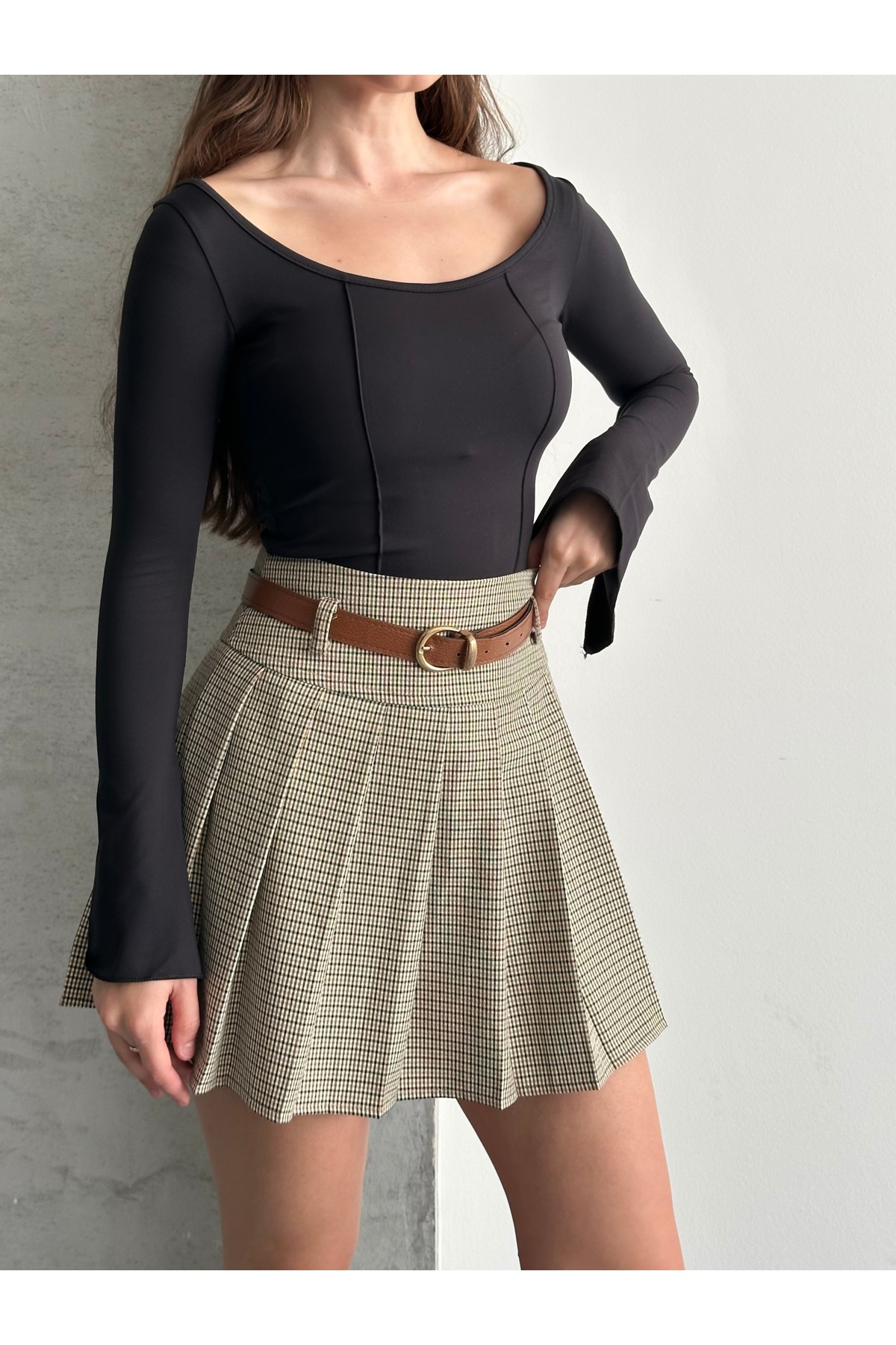 Women's Modal Fabric Sleeve Slit Back Neckline Bodysuit