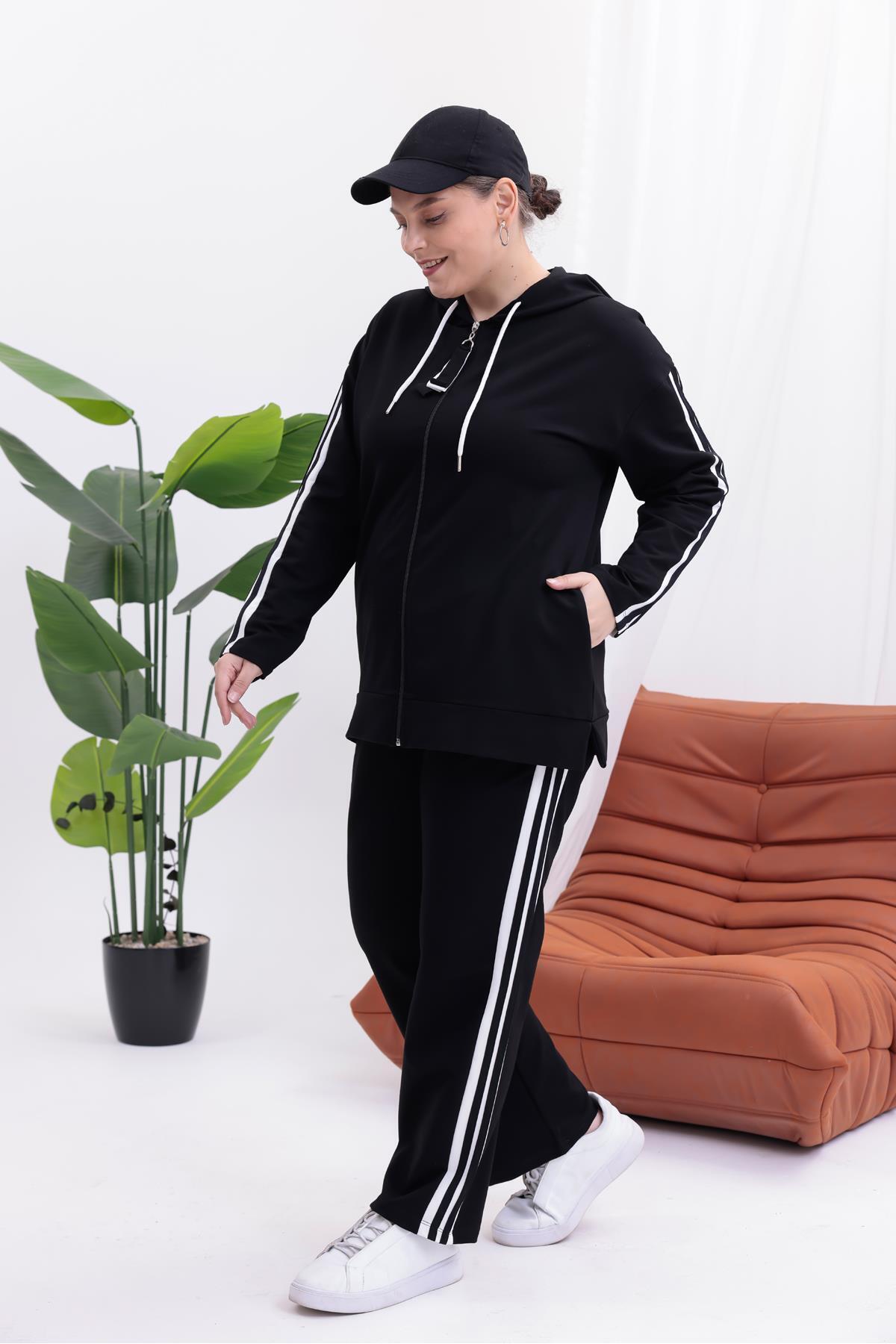 Siyezen Büyük Beden Fermuar Detaylı Modal Takım