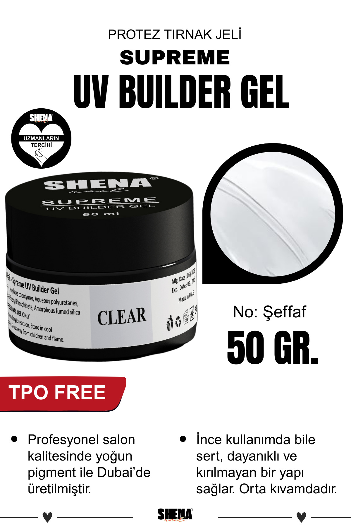 Shena Supreme Protez Tırnak Jeli No: 06 Uv/Led Builder Gel 50 Gr. From Dubai - TPO Free