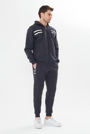 TRENDHİLL Erkek İçi Polarlı Kapüşonlu Kışlık Eşofman Takımı Antrasit 9520-A
