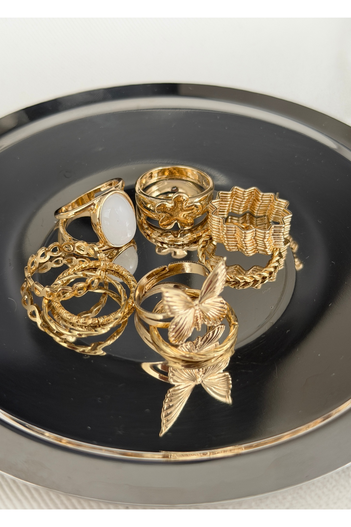 KİLİGİSTANBUL  KELEBEKLİ ÇOKLU YÜZÜK SETİ - Görsel 3