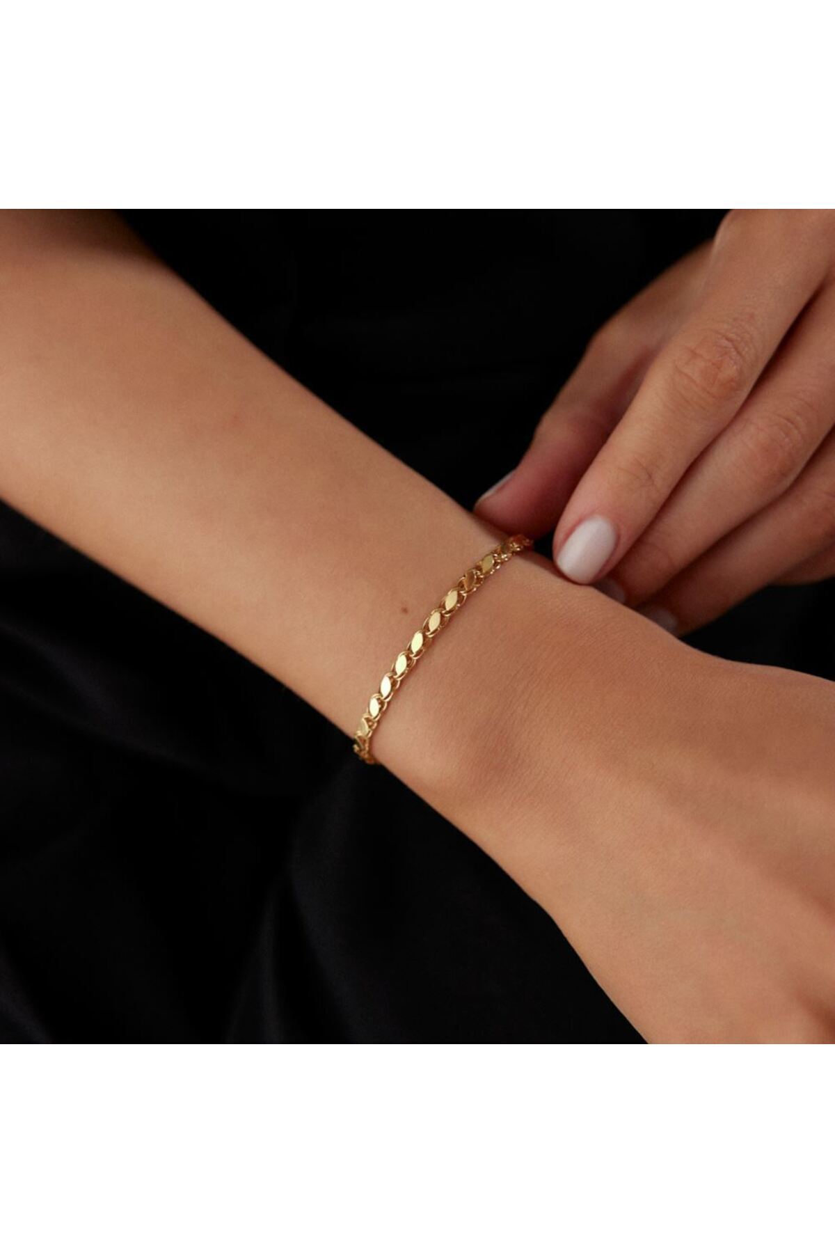 İLKAY KUYUMCULUK Pullu Zincir Bileklik 19 Cm