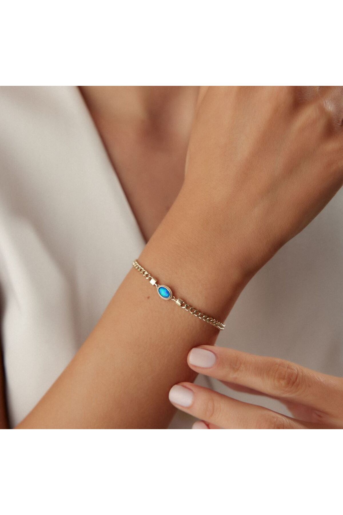 İLKAY KUYUMCULUK Simli Mavi Taşlı Gurmet Bileklik