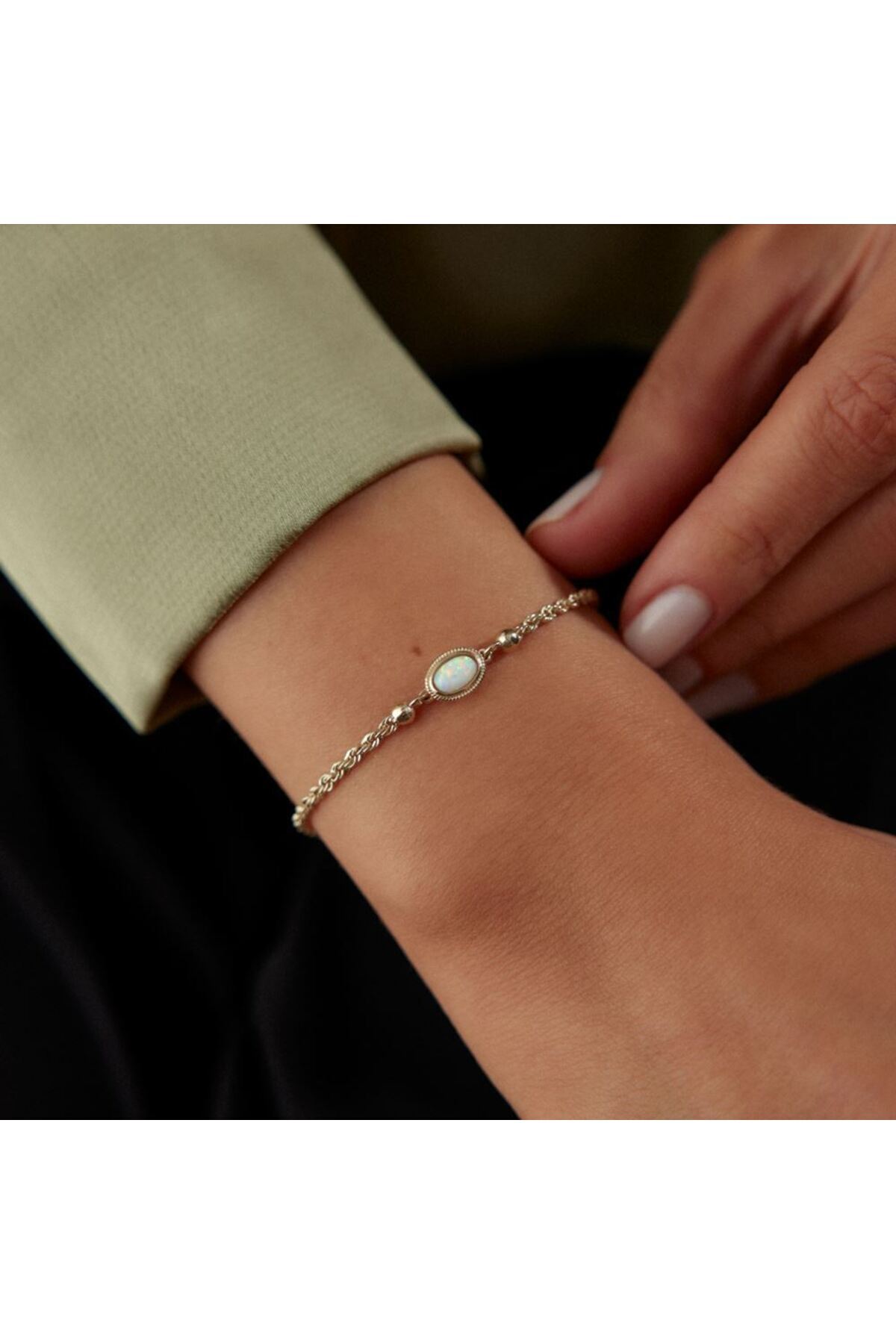 İLKAY KUYUMCULUK Halat Zincir Taşlı Bileklik