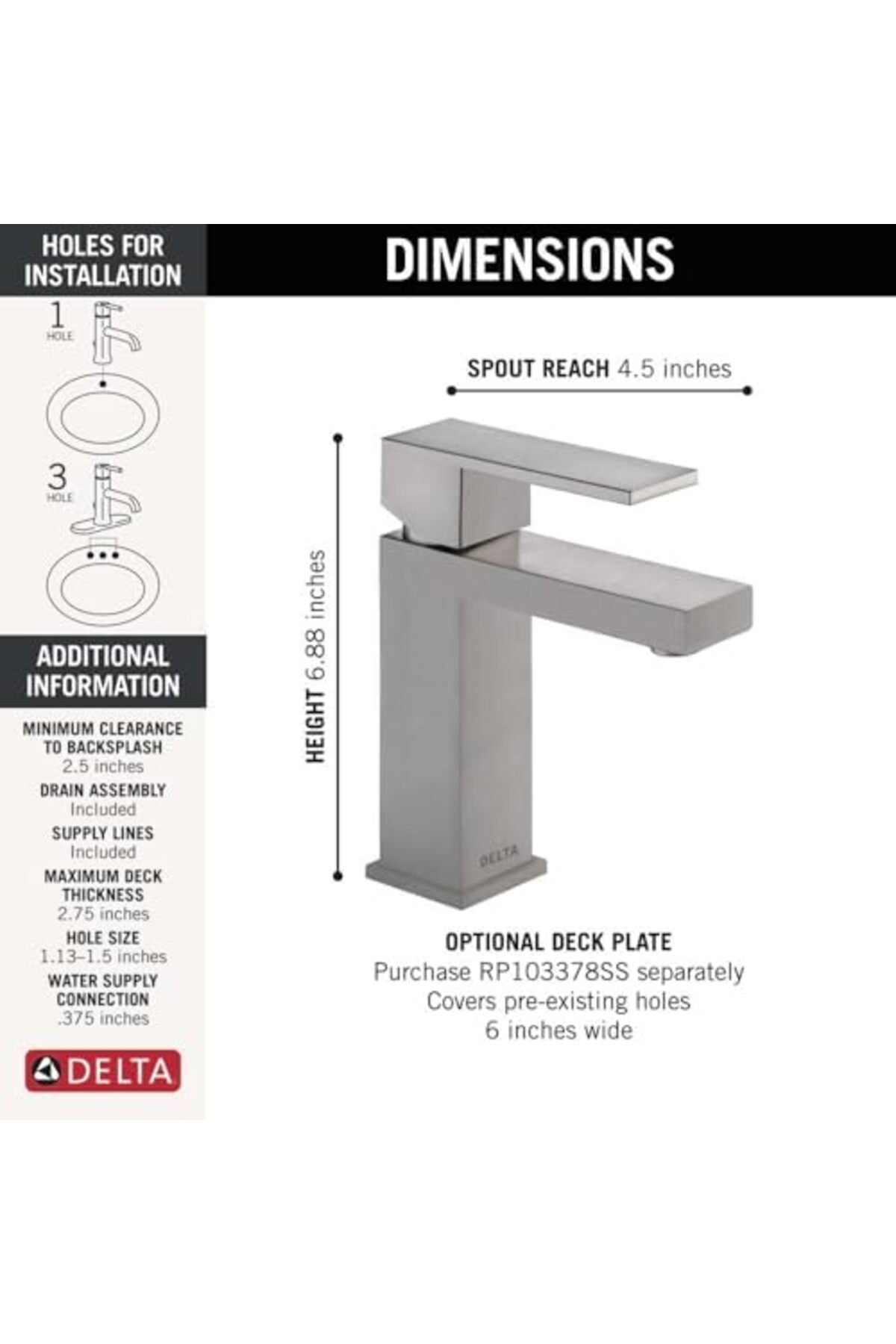 STOREMAX gye Modern tek delikli banyo musluğu fırçalanmış nikel, tek kollu banyo musluğu, gider montajı, pasl